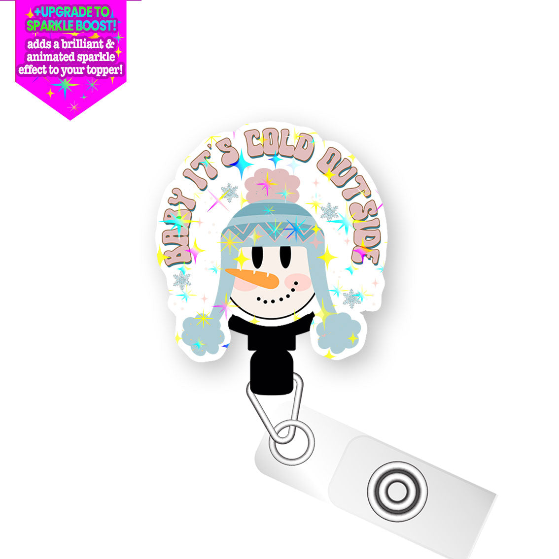 Frosty Fun Pop Topper Swapfinity Retractable ID Badge Reel - - Topperswap
