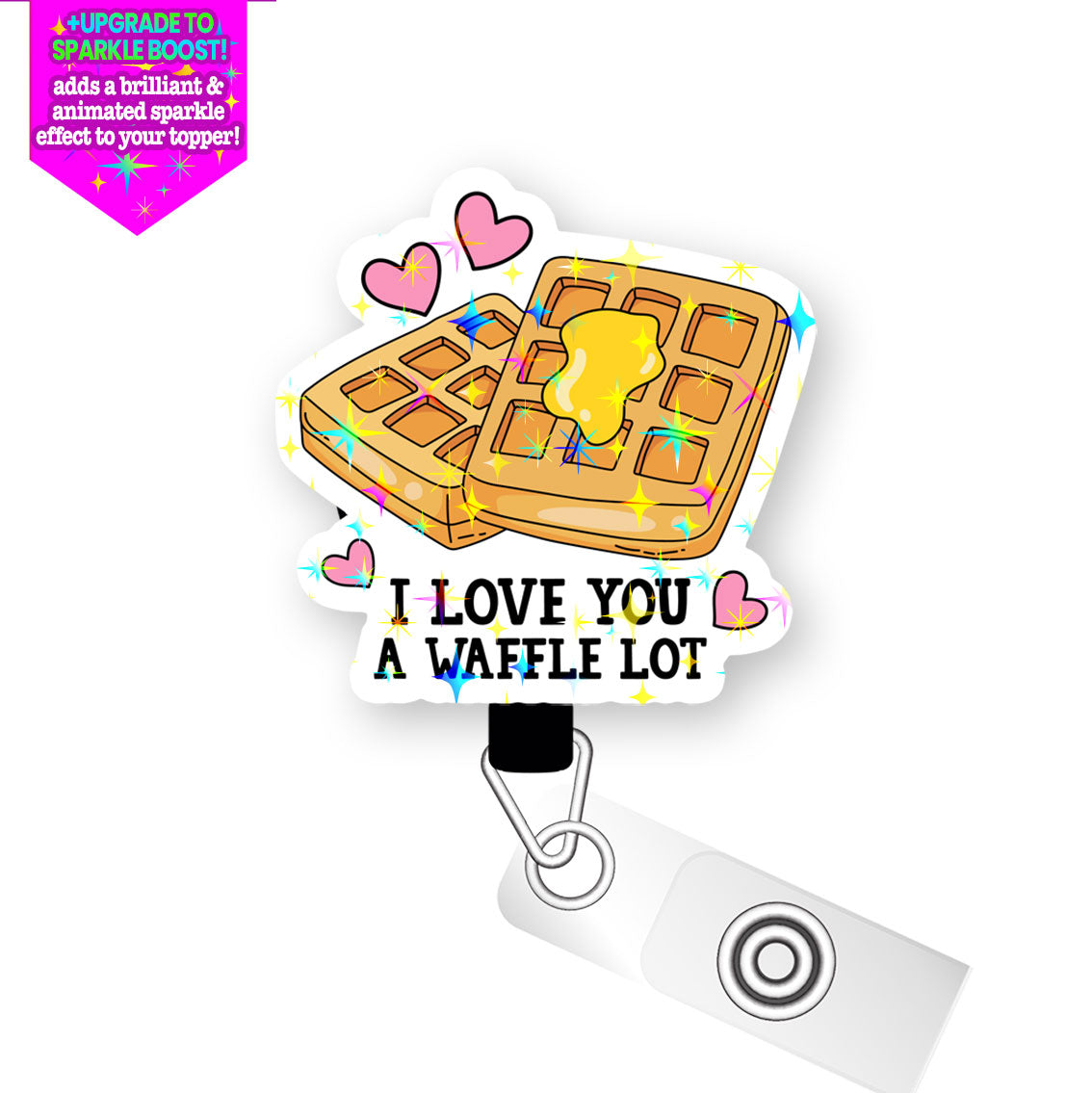 I Love You a Waffle Lot Pop Topper Swapfinity Retractable ID Badge Reel - - Topperswap