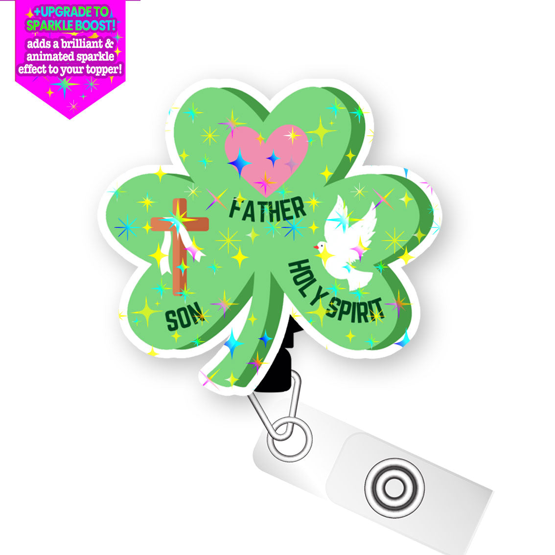 Holy Trinity Shamrock Pop Topper Swapfinity Retractable ID Badge Reel - - Topperswap