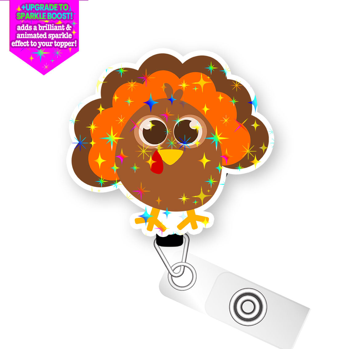 Turkey Time Cutie Pop Topper Swapfinity Retractable ID Badge Reel - - Topperswap
