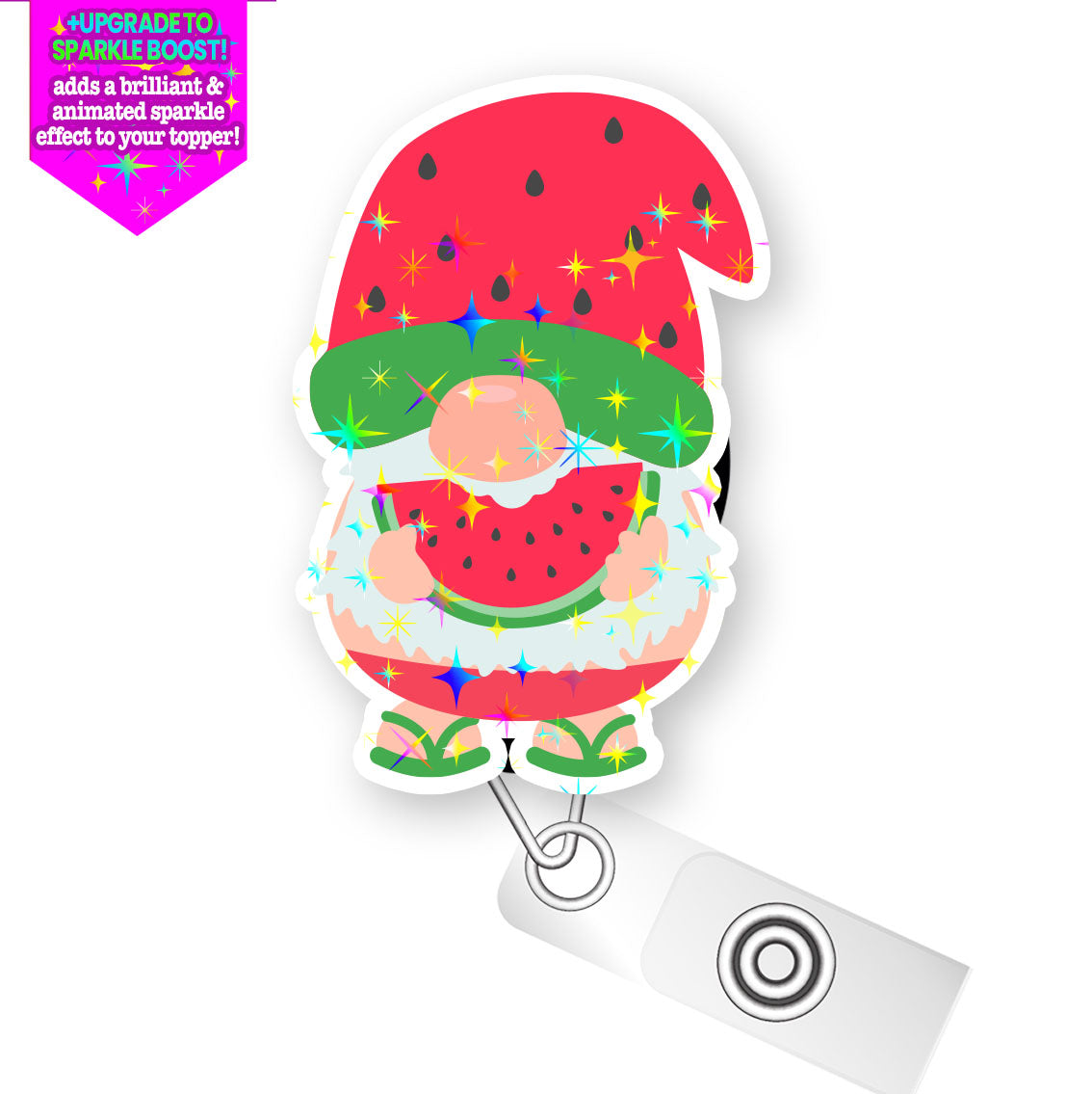 Sandy Shores Gnome Pop Topper Swapfinity Retractable ID Badge Reel - - Topperswap