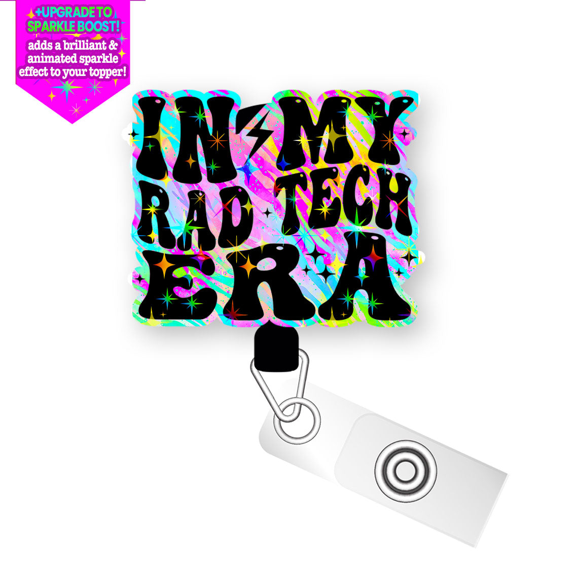 In My Rad Tech Era Pop Topper Swapfinity Retractable ID Badge Reel - - Topperswap
