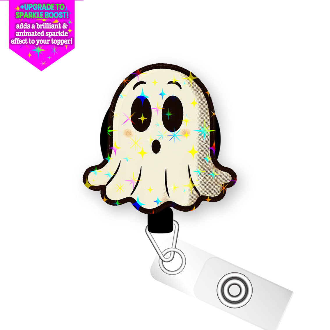 Scaredy Ghost Pop Topper Swapfinity Retractable ID Badge Reel - - Topperswap