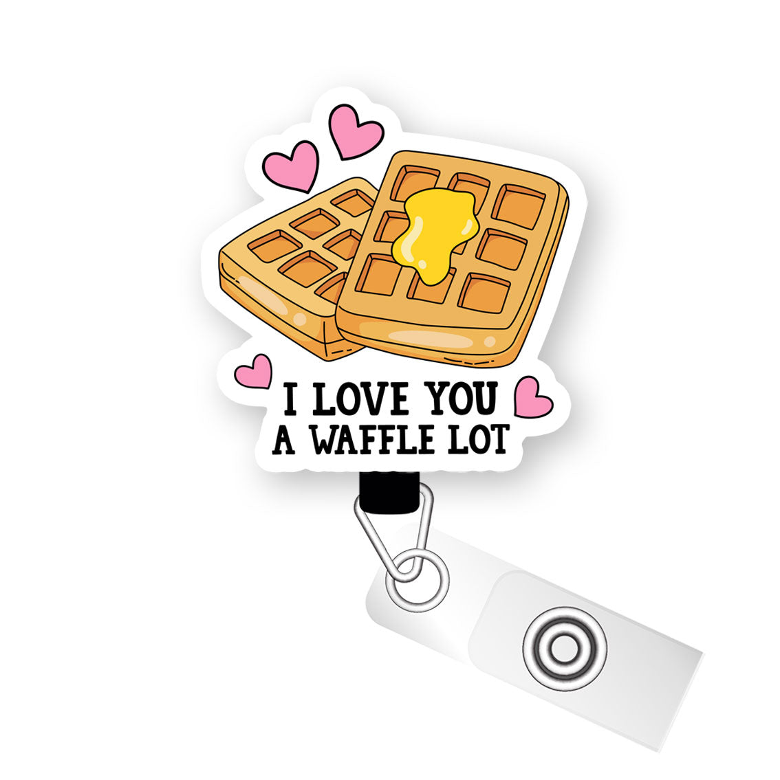 I Love You a Waffle Lot Pop Topper Swapfinity Retractable ID Badge Reel - - Topperswap