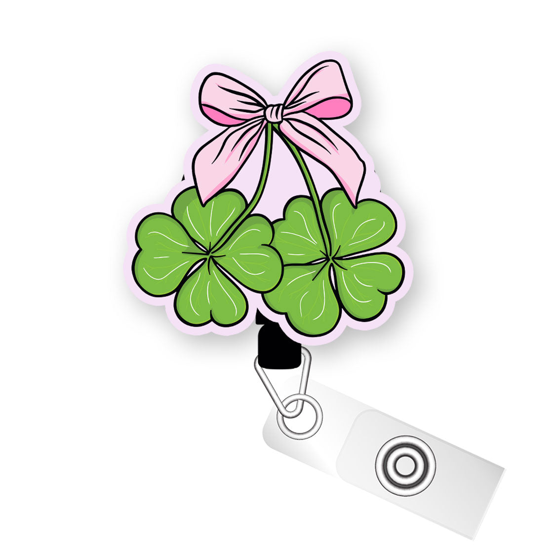 Shamrock Bow Pop Topper Swapfinity Retractable ID Badge Reel - - Topperswap