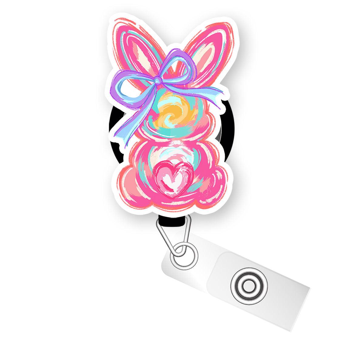 Easter Bunny Swirl Pop Topper Swapfinity Retractable ID Badge Reel - - Topperswap