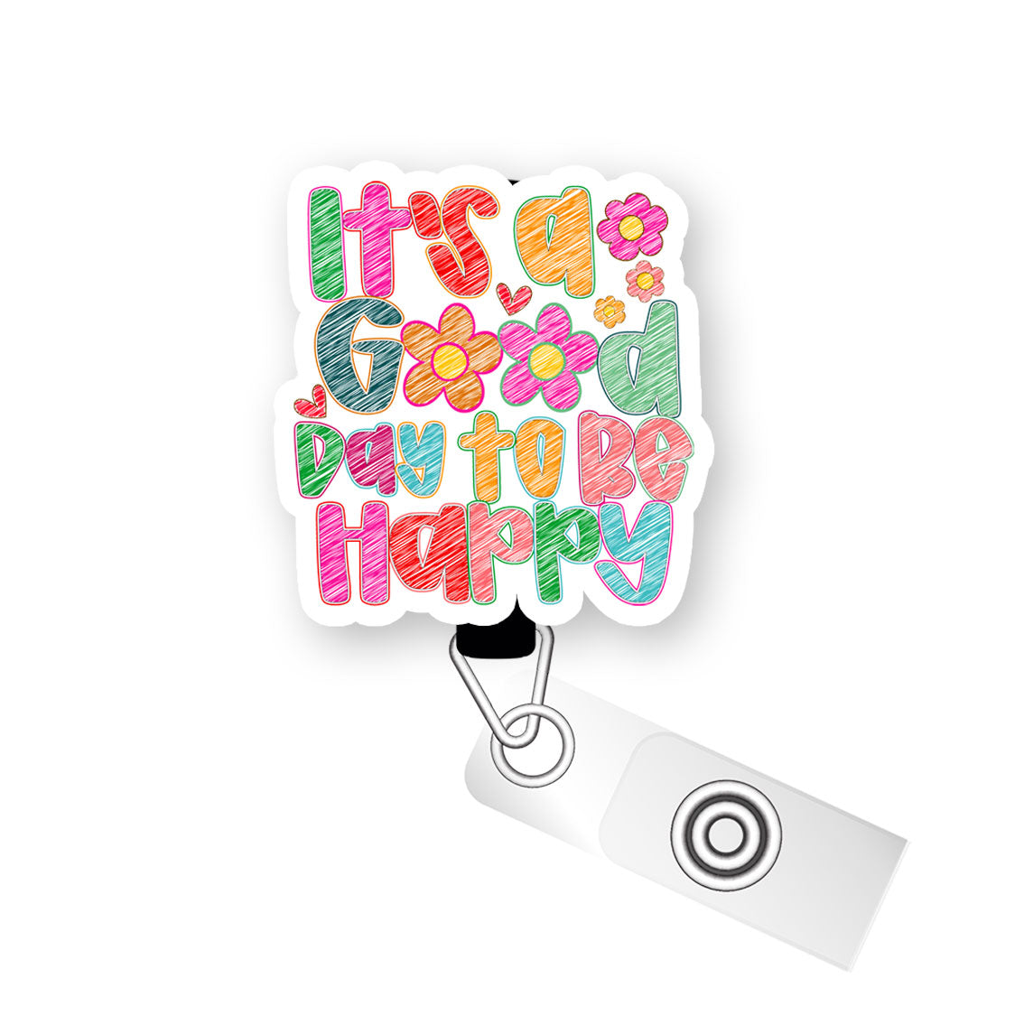 It's a Good Day to Be Happy Pop Topper Swapfinity Retractable ID Badge Reel - - Topperswap