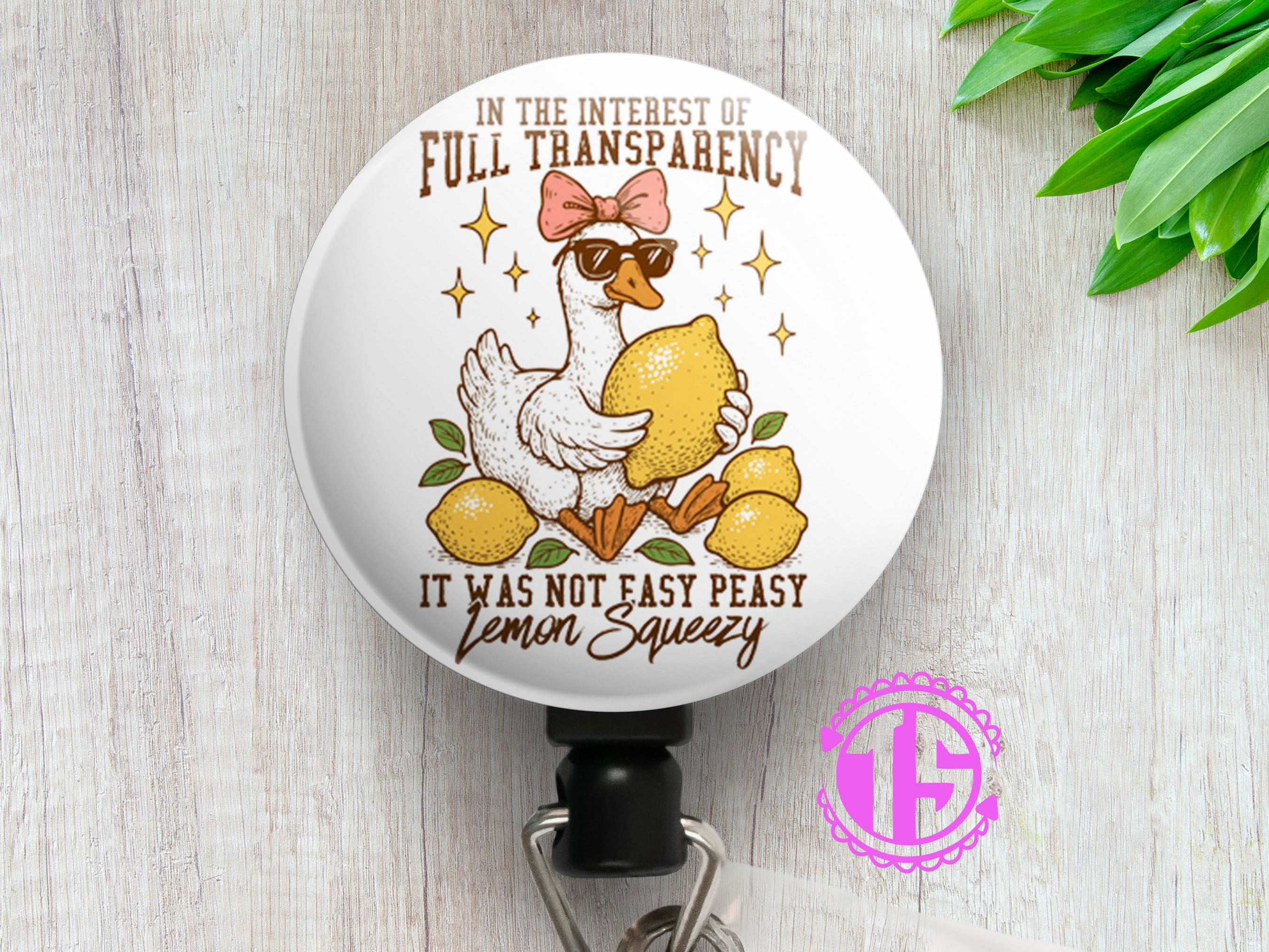 Easy Peasy Lemon Squeezy Goose Swapfinity Retractable ID Badge Reel - - Topperswap