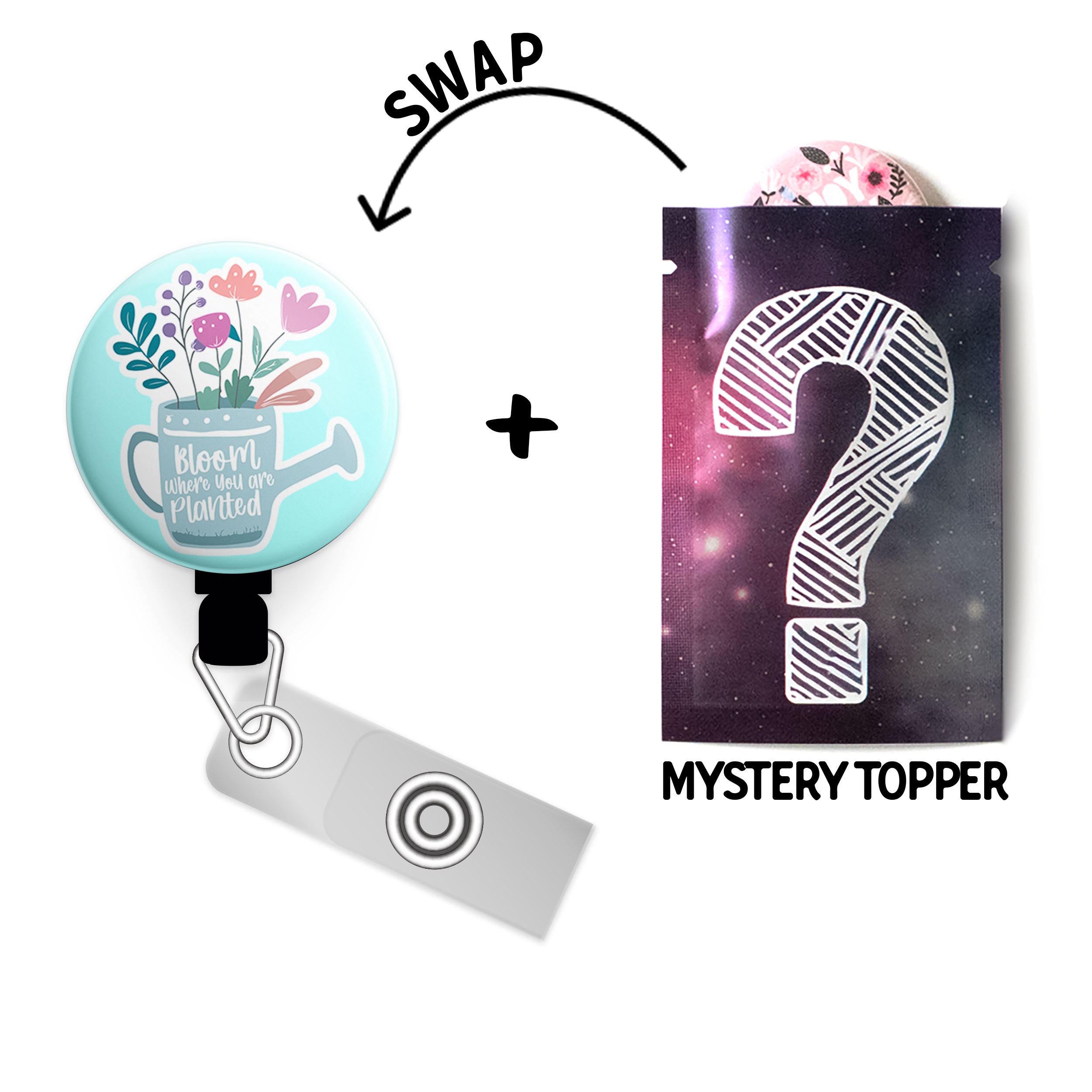 Watering Can Wisdom – Bloom Where You Are Planted Swapfinity Retractable ID Badge Reel - - Topperswap
