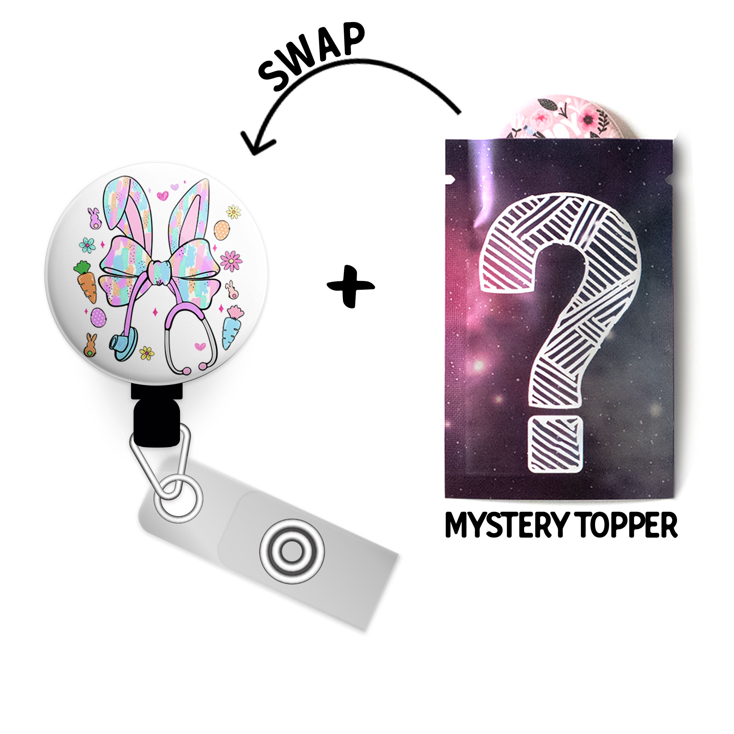 Easter Bunny Nurse Swapfinity Retractable ID Badge Reel - - Topperswap