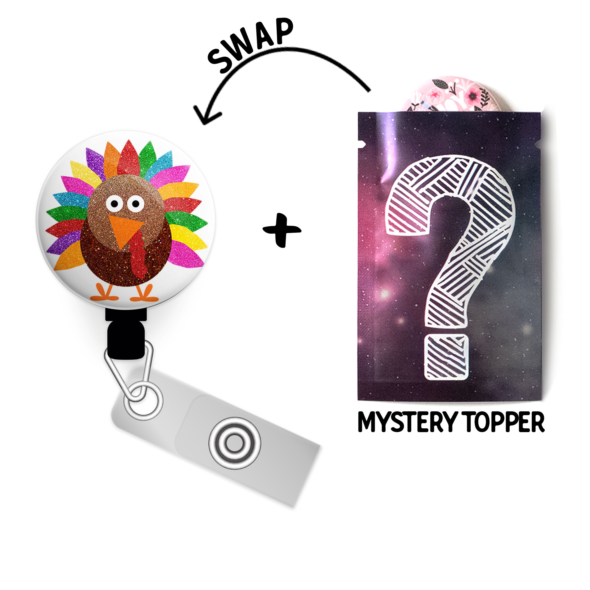 Topsy-Turvy Toby Swapfinity Retractable ID Badge Reel - - Topperswap