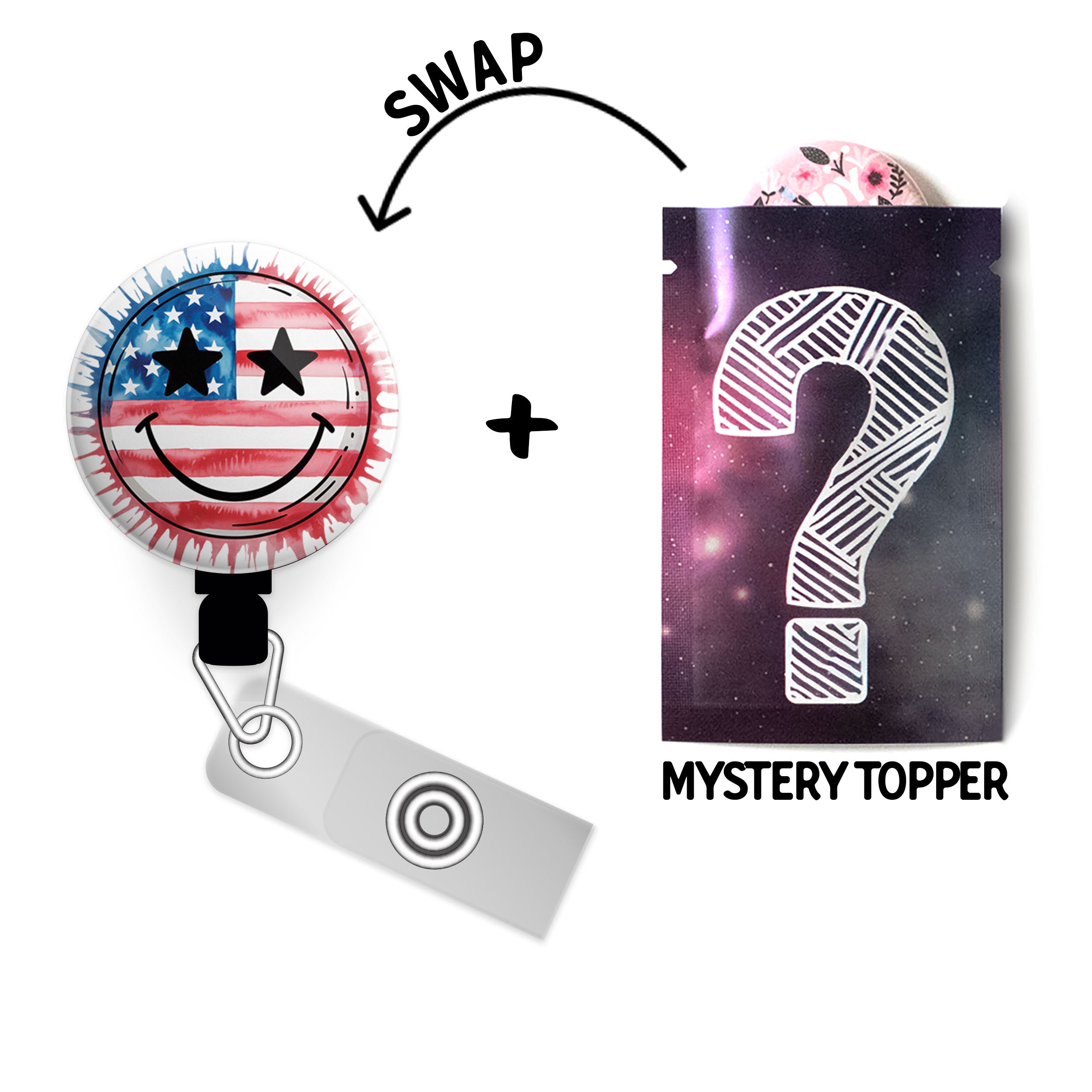 Star-Spangled Splash Swapfinity Retractable ID Badge Reel - - Topperswap