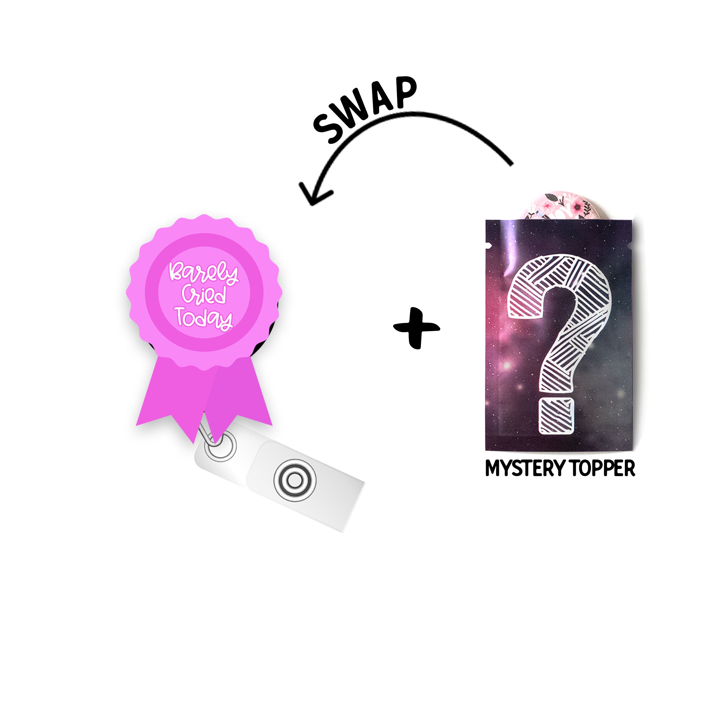 Barely Cried Today Pop Topper Swapfinity Retractable ID Badge Reel - - Topperswap