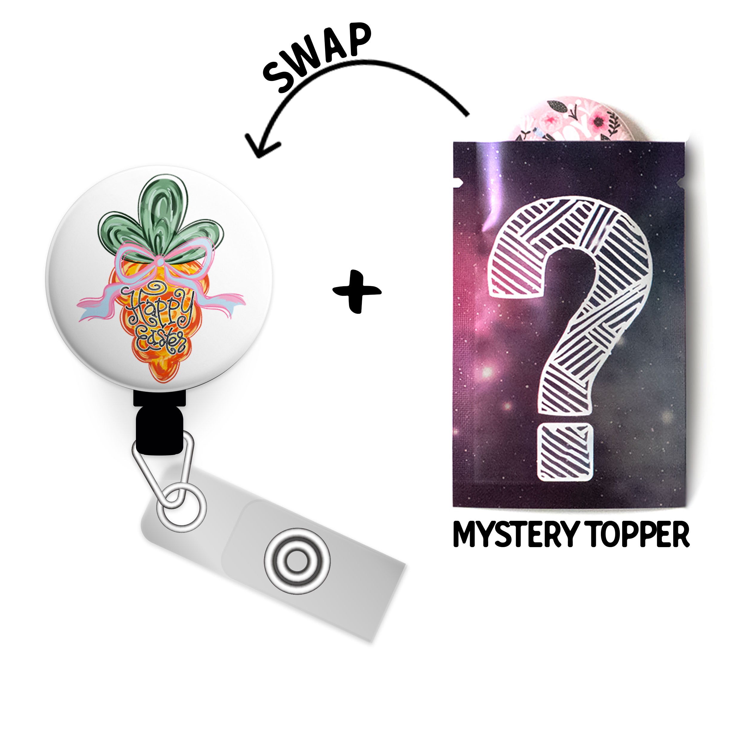 Happy Easter Carrot Swapfinity Retractable ID Badge Reel - - Topperswap