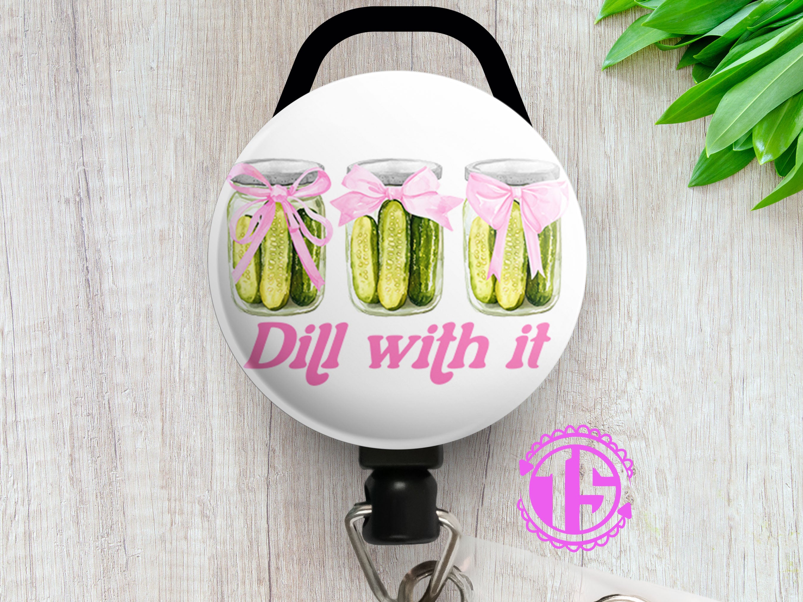 Dill With It Pickles Swapfinity Retractable ID Badge Reel - - Topperswap