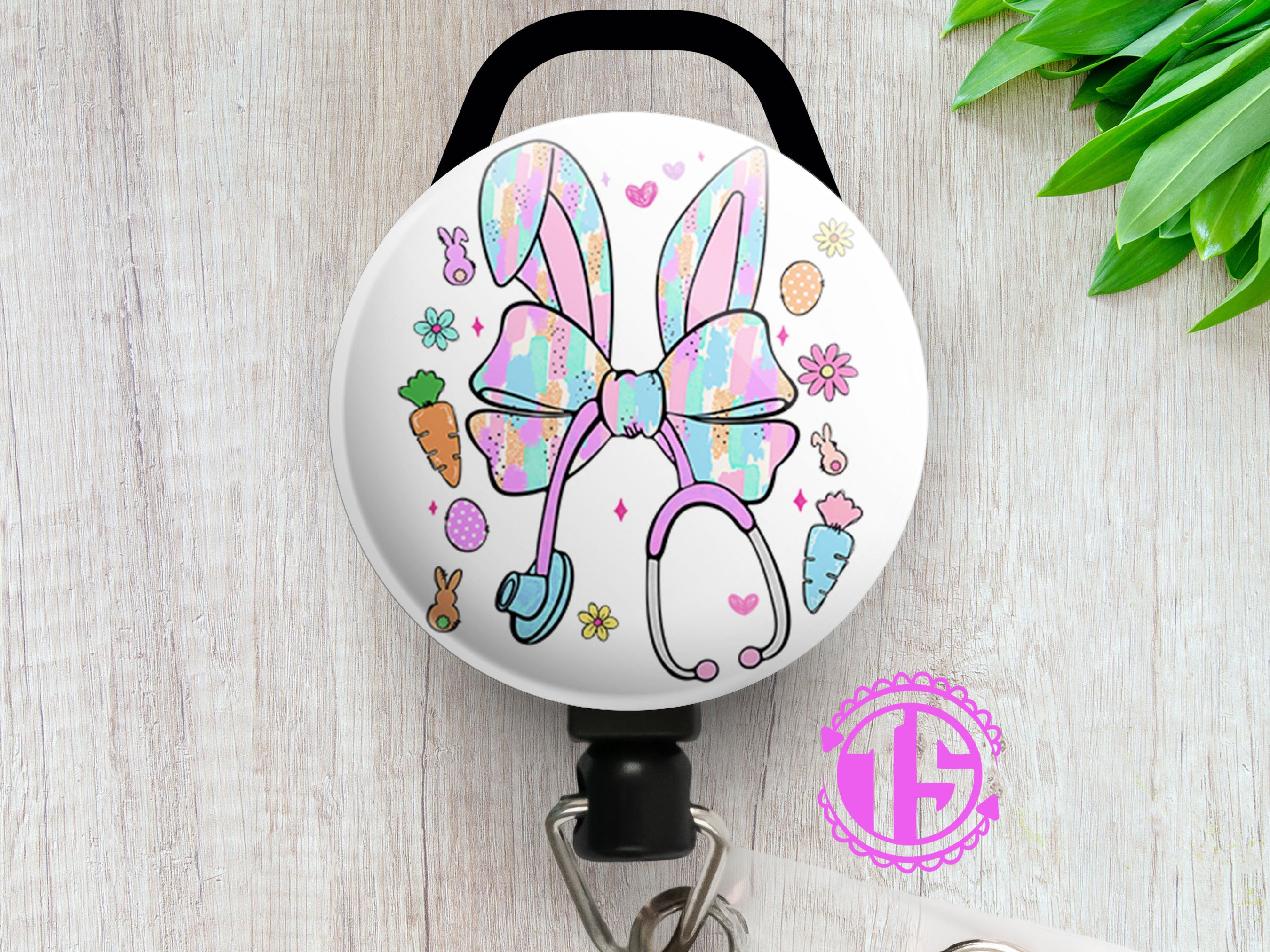 Easter Bunny Nurse Swapfinity Retractable ID Badge Reel - - Topperswap