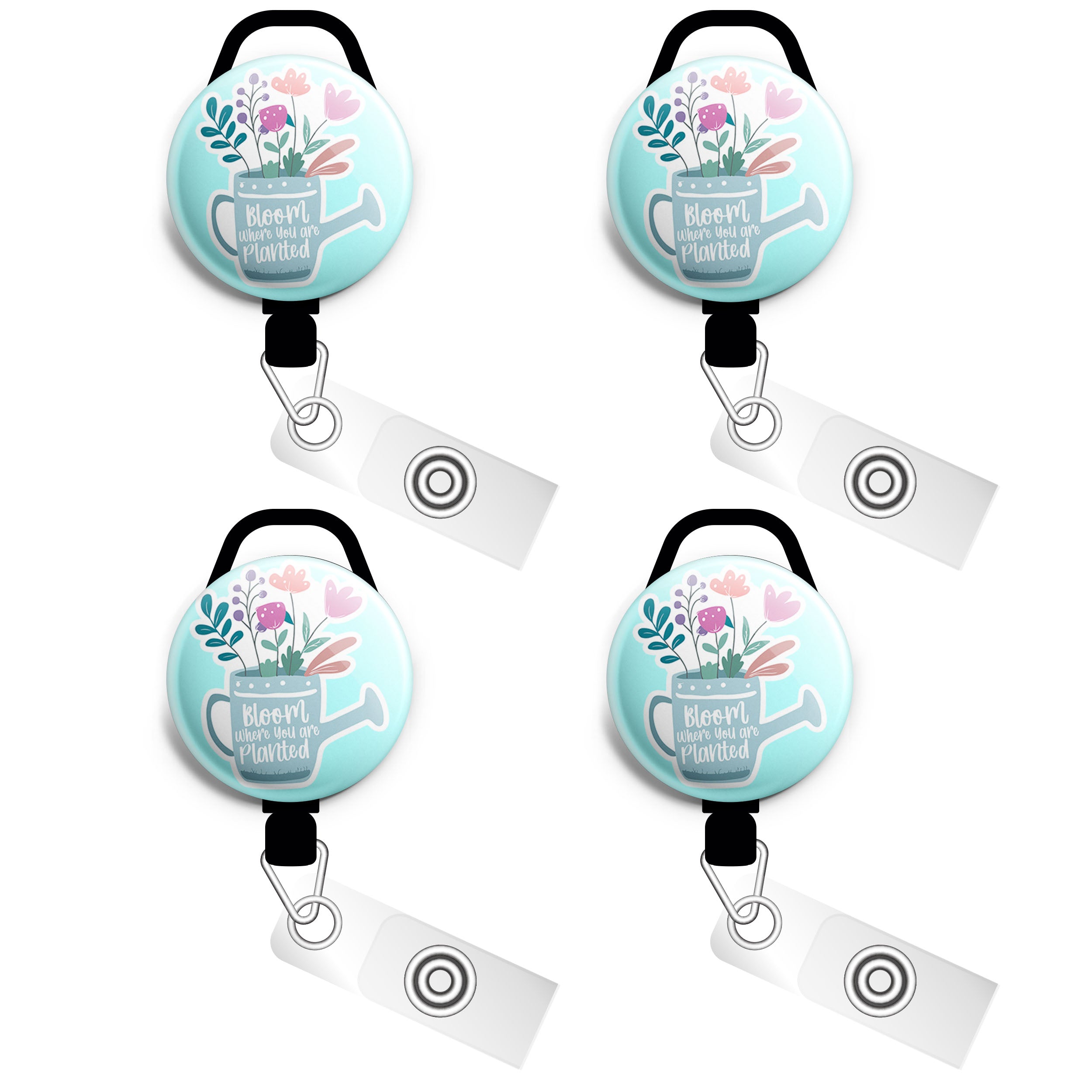 Watering Can Wisdom – Bloom Where You Are Planted Swapfinity Retractable ID Badge Reel - - Topperswap