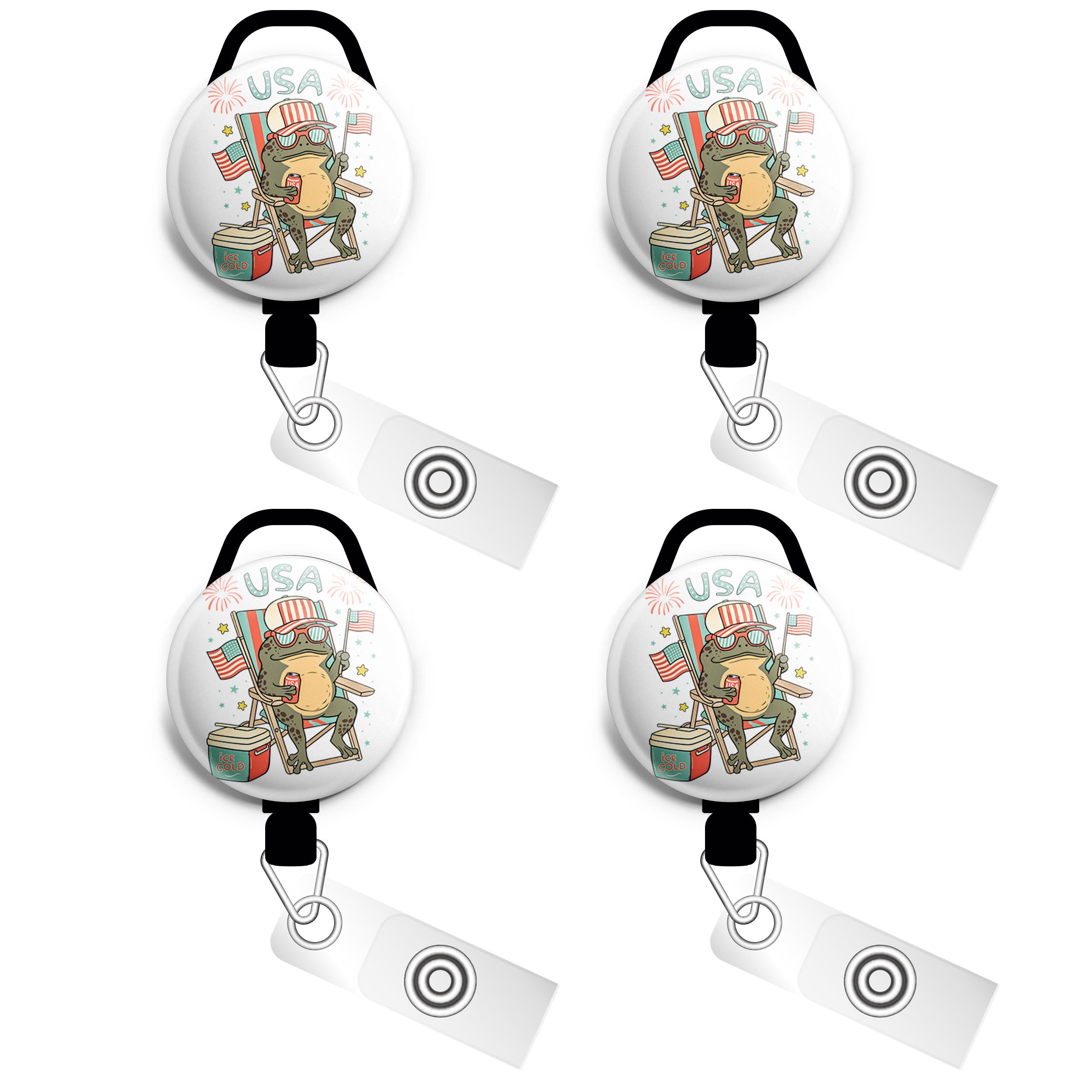 Chillin' Frog of Freedom Swapfinity Retractable ID Badge Reel - - Topperswap