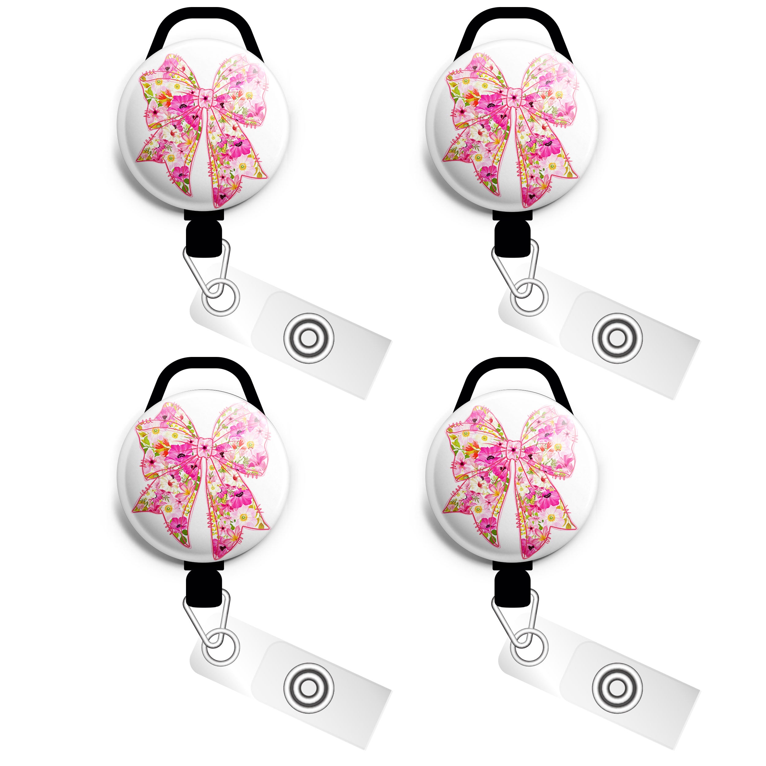 Spring Floral Bow Swapfinity Retractable ID Badge Reel - - Topperswap