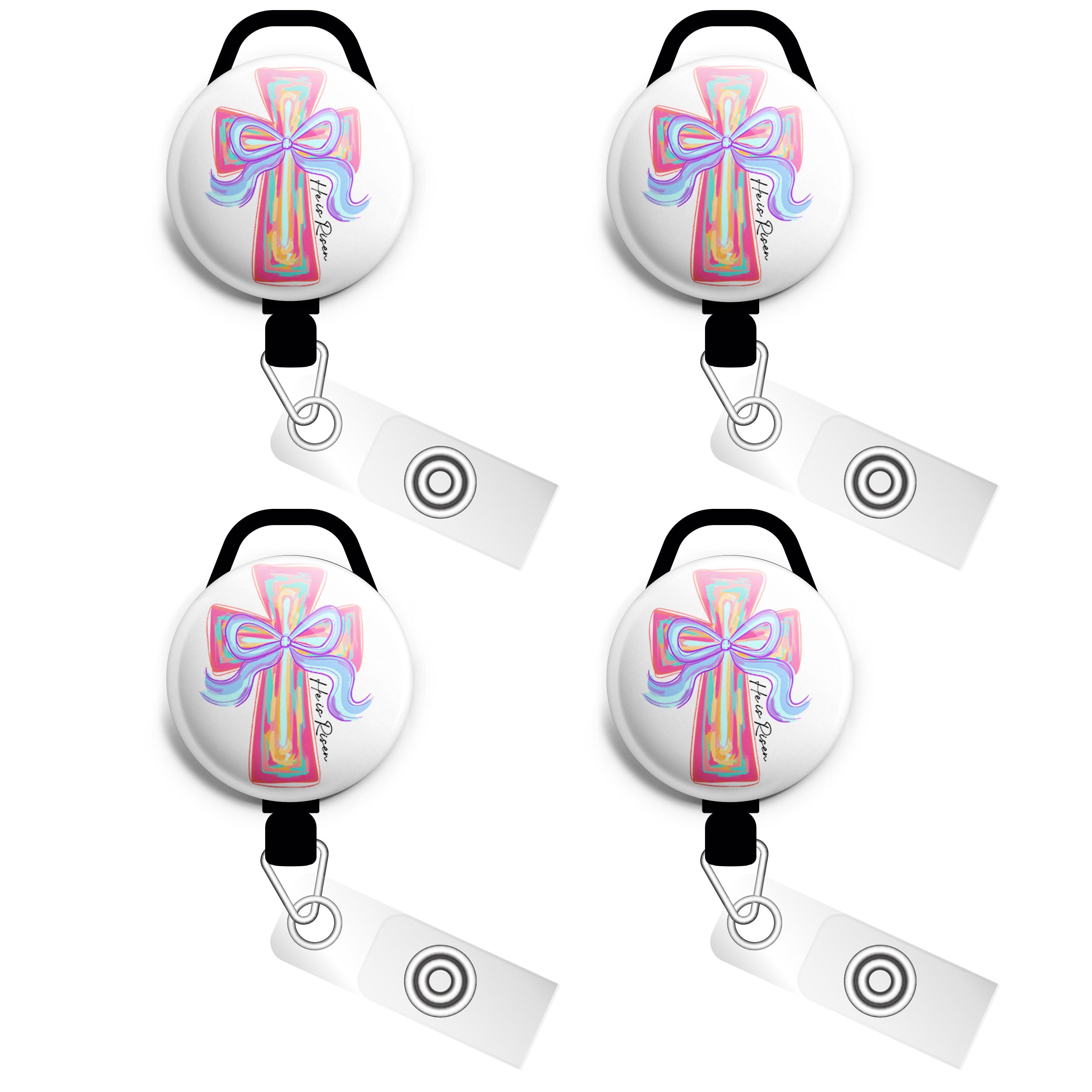He Is Risen Watercolor Cross Swapfinity Retractable ID Badge Reel - - Topperswap