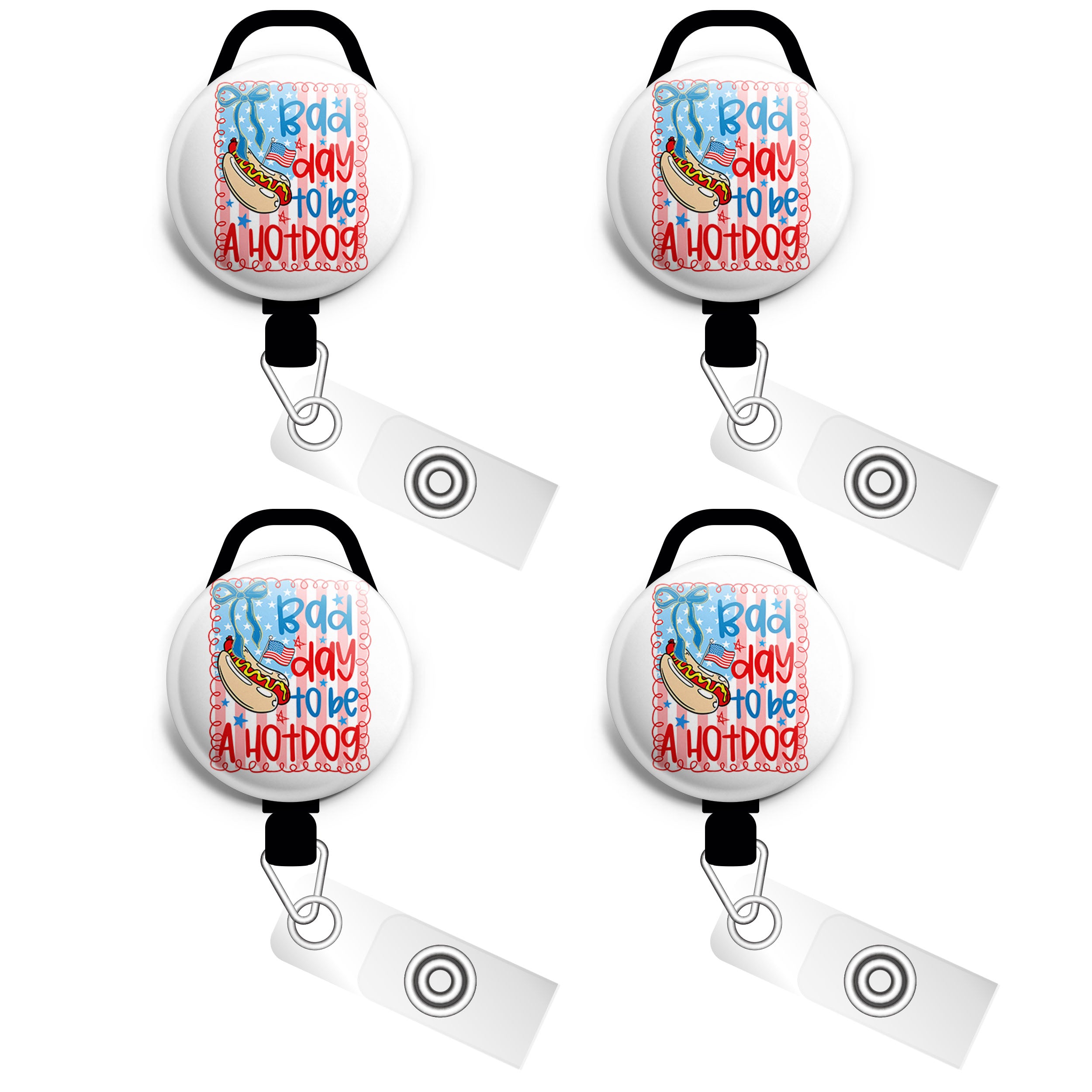 Bad Day to Be a Hotdog Swapfinity Retractable ID Badge Reel - Slide 4pk |Save 10% / Black - Topperswap