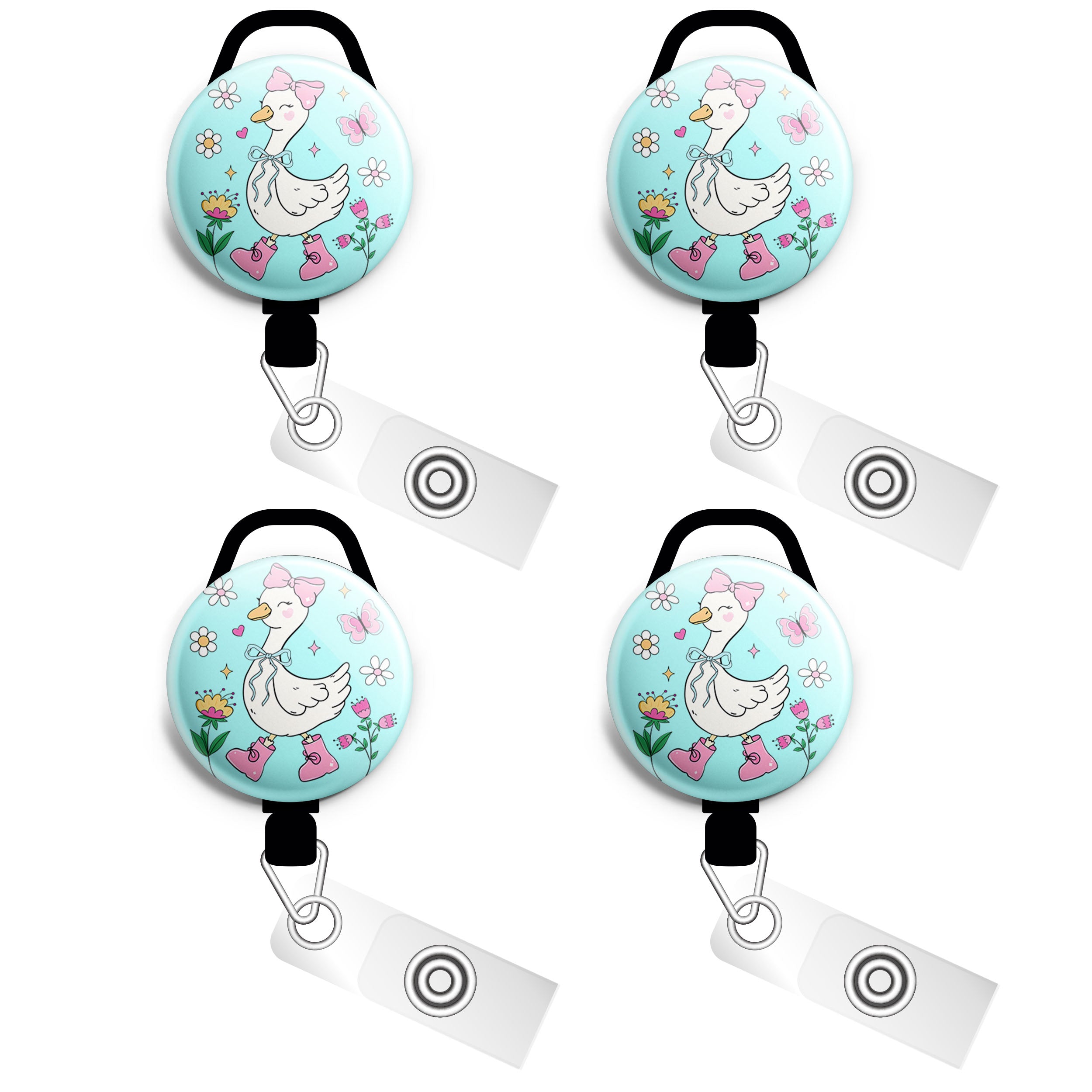 Spring Stroll Goose Swapfinity Retractable ID Badge Reel - - Topperswap