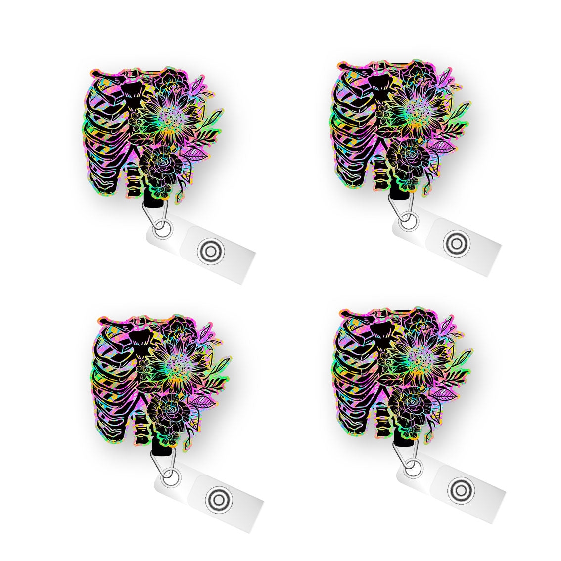 Neon X-Ray Floral Pop Topper Swapfinity Retractable ID Badge Reel - - Topperswap