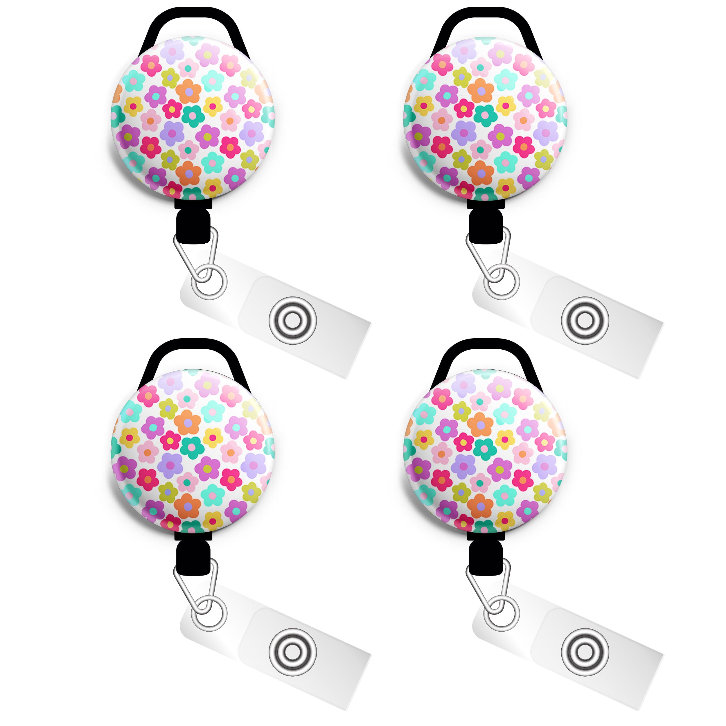 Retro Floral Pattern Swapfinity Retractable ID Badge Reel - - Topperswap