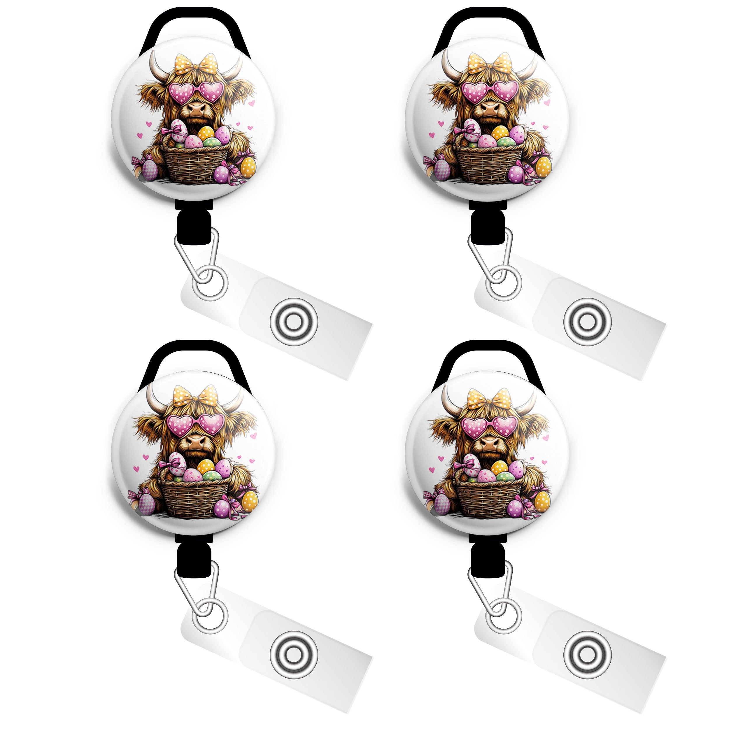 Easter Highland Cow Swapfinity Retractable ID Badge Reel - - Topperswap