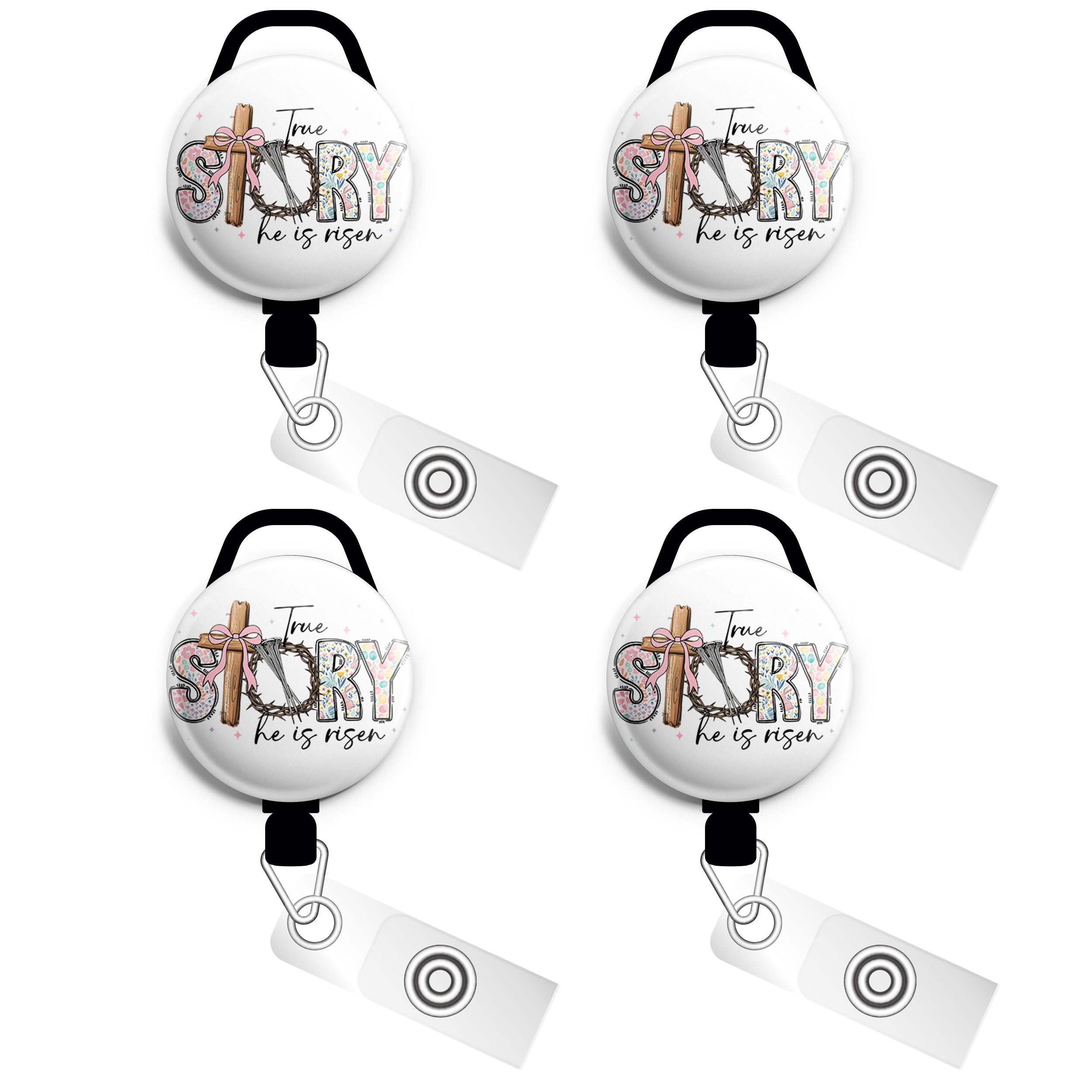 True Story Easter Swapfinity Retractable ID Badge Reel - Slide 4pk |Save 10% / Black - Topperswap