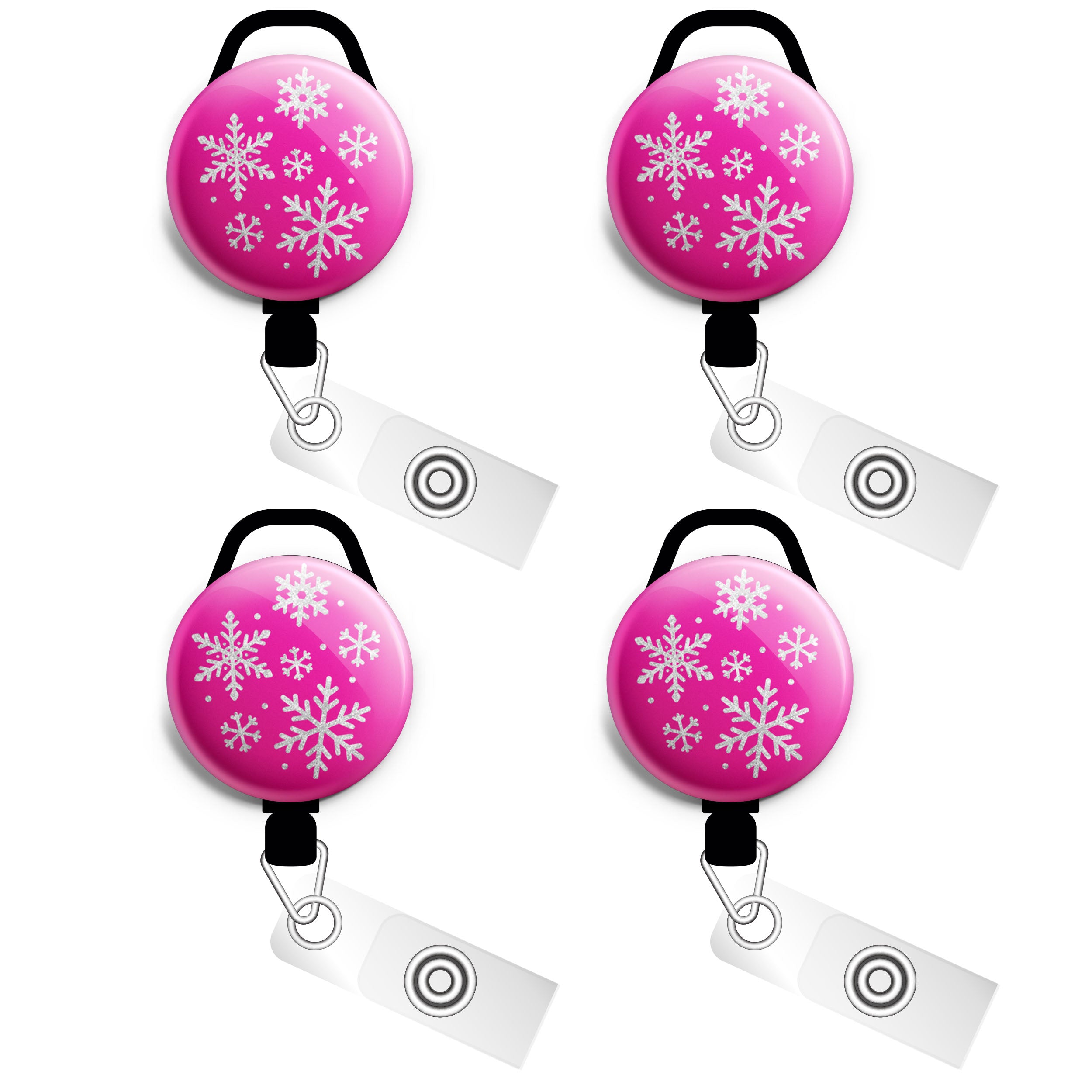 Pink Snowfall Simplicity Swapfinity Retractable ID Badge Reel - - Topperswap