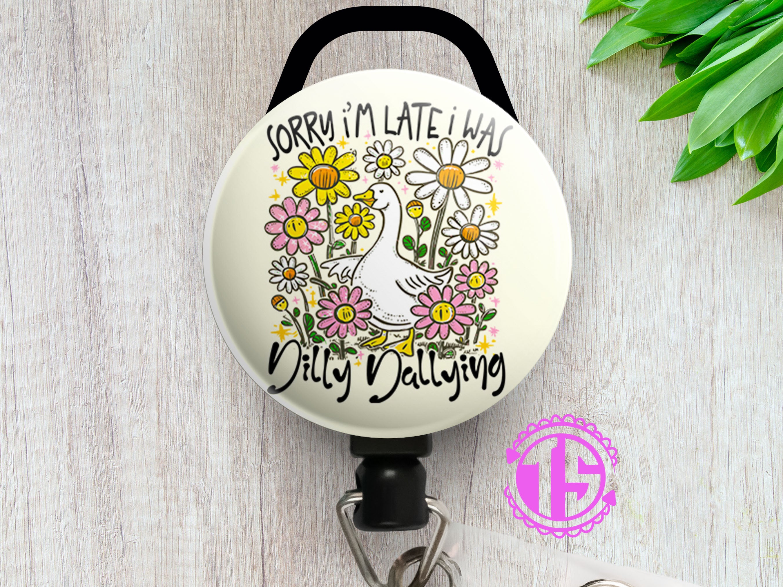 Dilly Dallying Goose Swapfinity Retractable ID Badge Reel - Slide Clip / Black - Topperswap