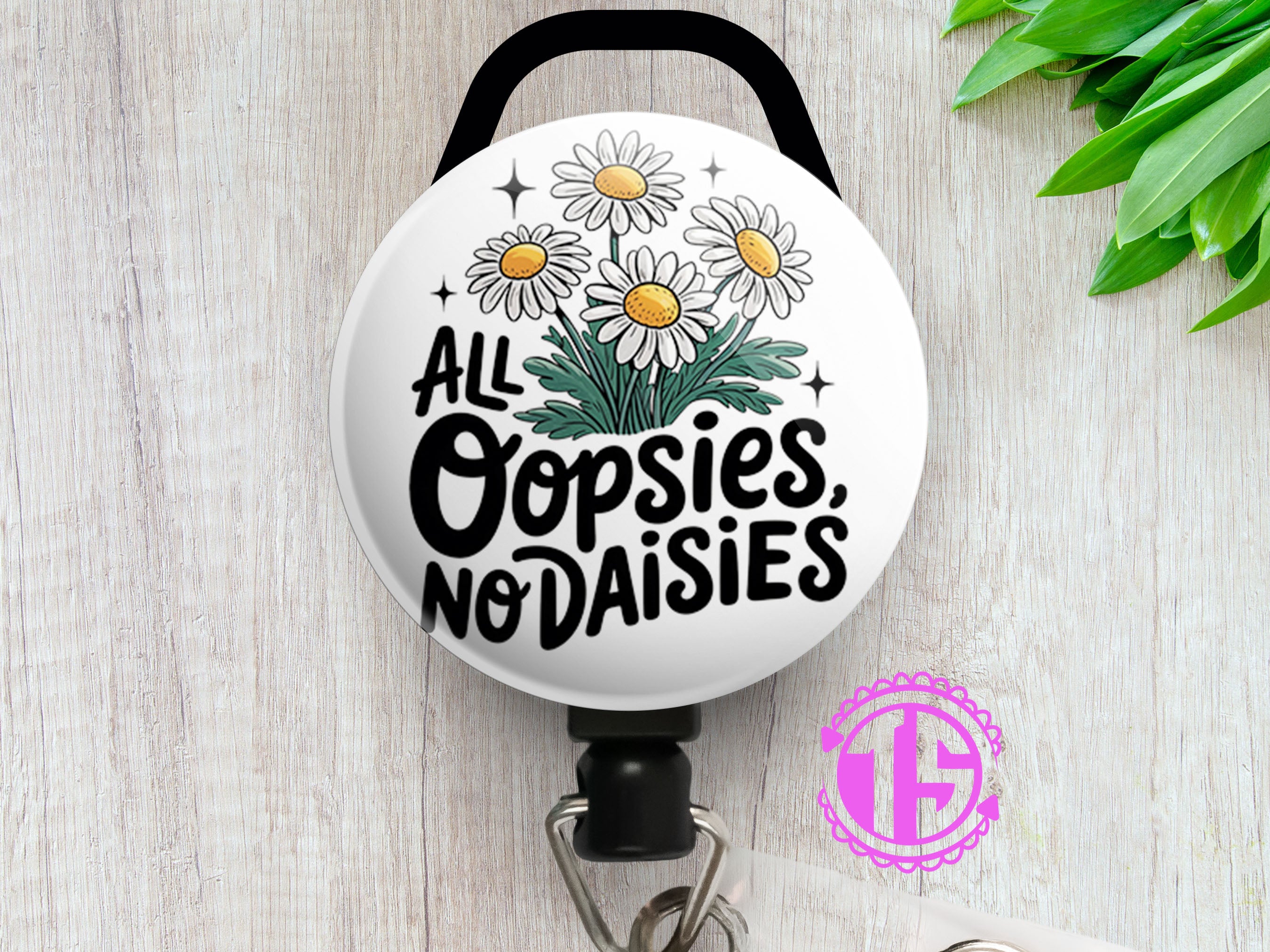 Oopsies No Daisies Swapfinity Retractable ID Badge Reel - - Topperswap