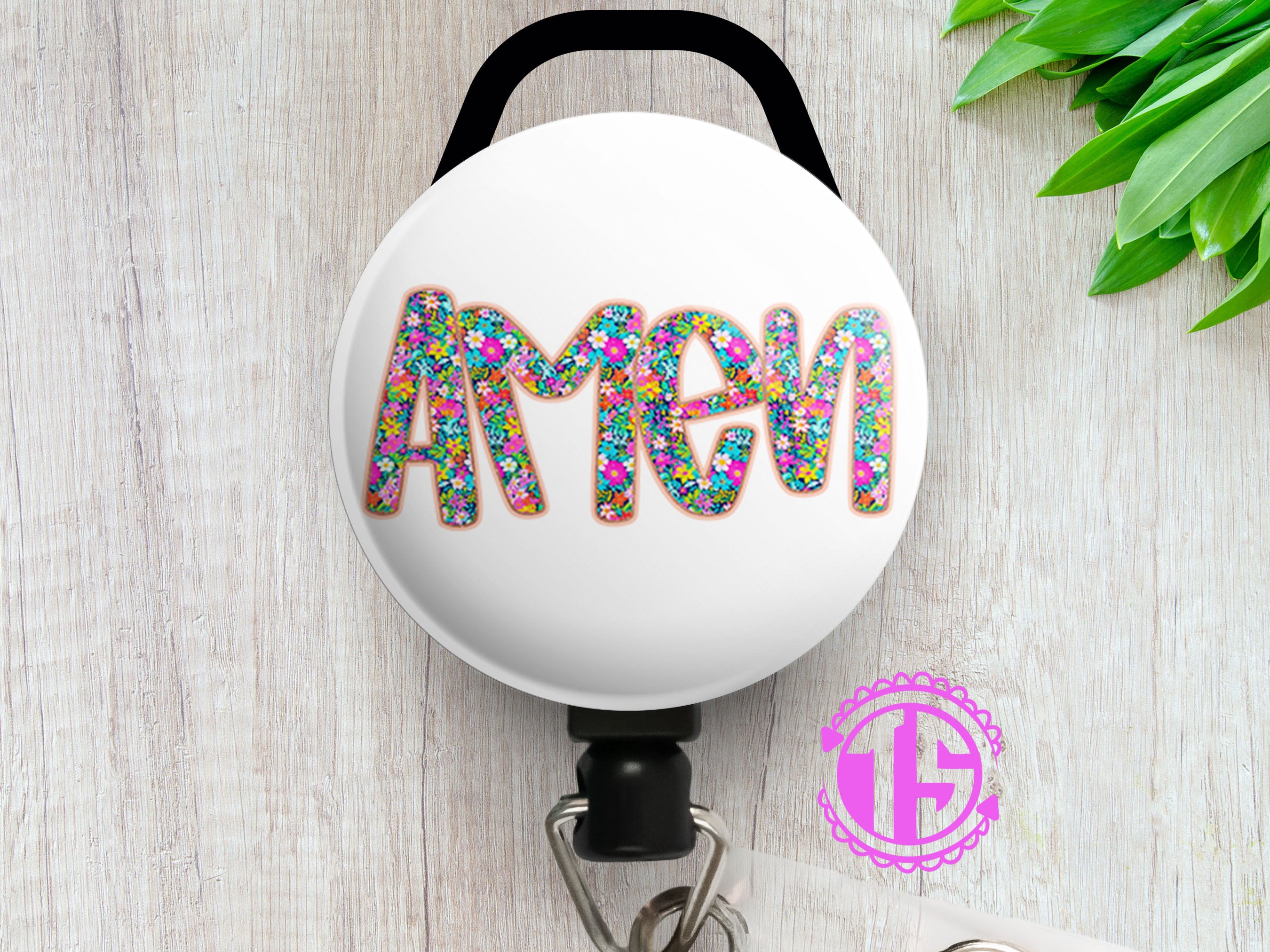 Floral Amen Swapfinity Retractable ID Badge Reel - - Topperswap