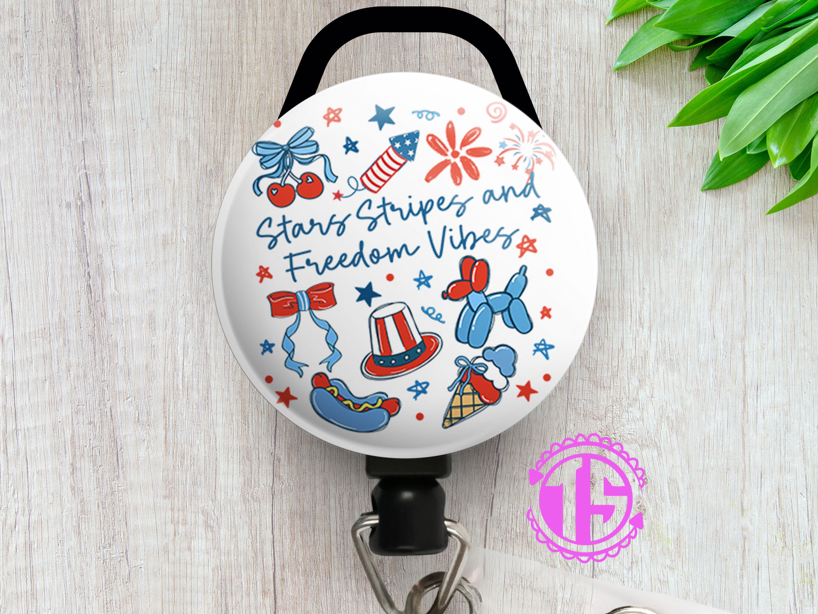 Stars, Stripes & Freedom Vibes Swapfinity Retractable ID Badge Reel - Slide Clip / Black - Topperswap