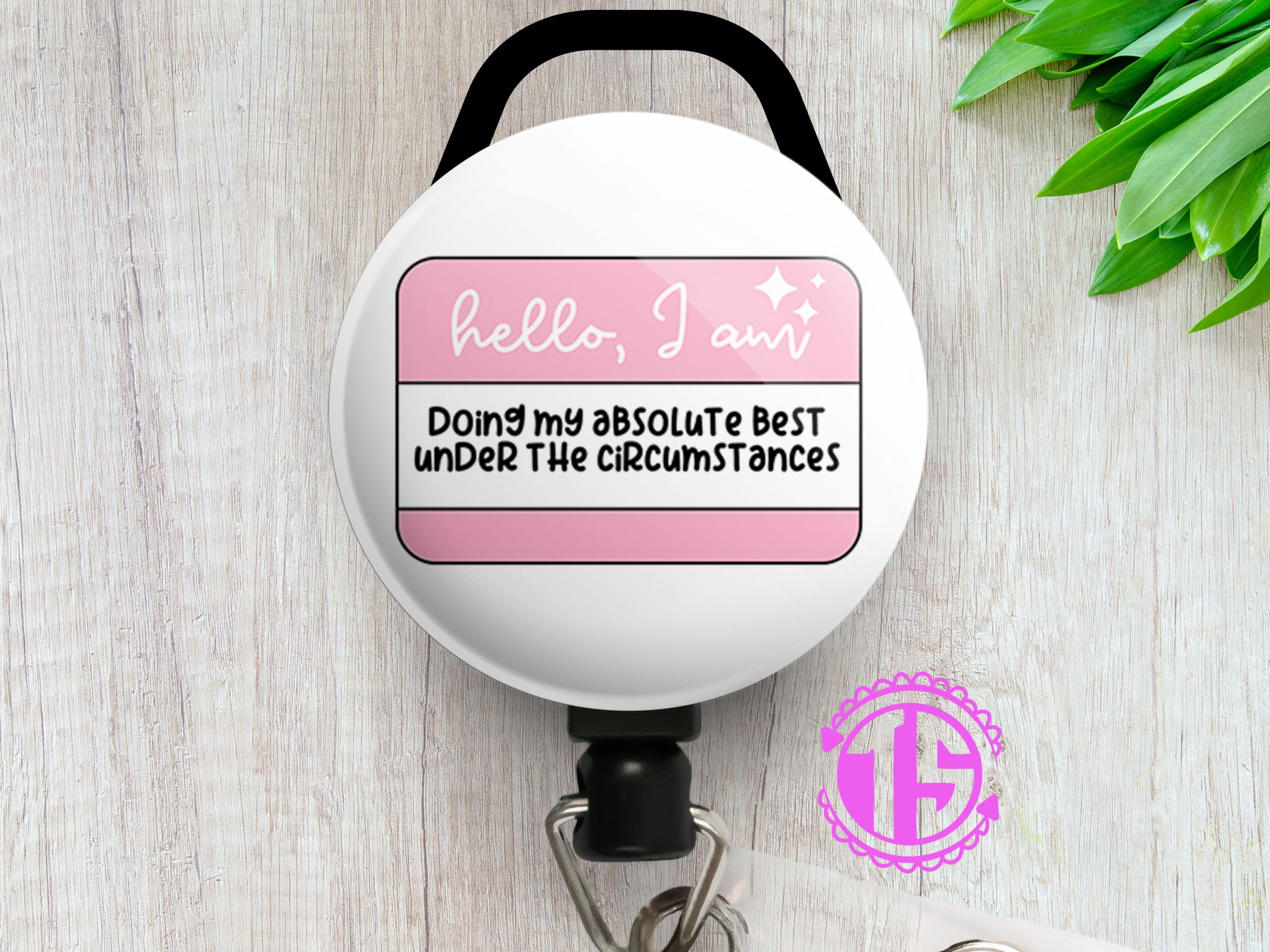 Doing My Best Hello Sticker Swapfinity Retractable ID Badge Reel - - Topperswap