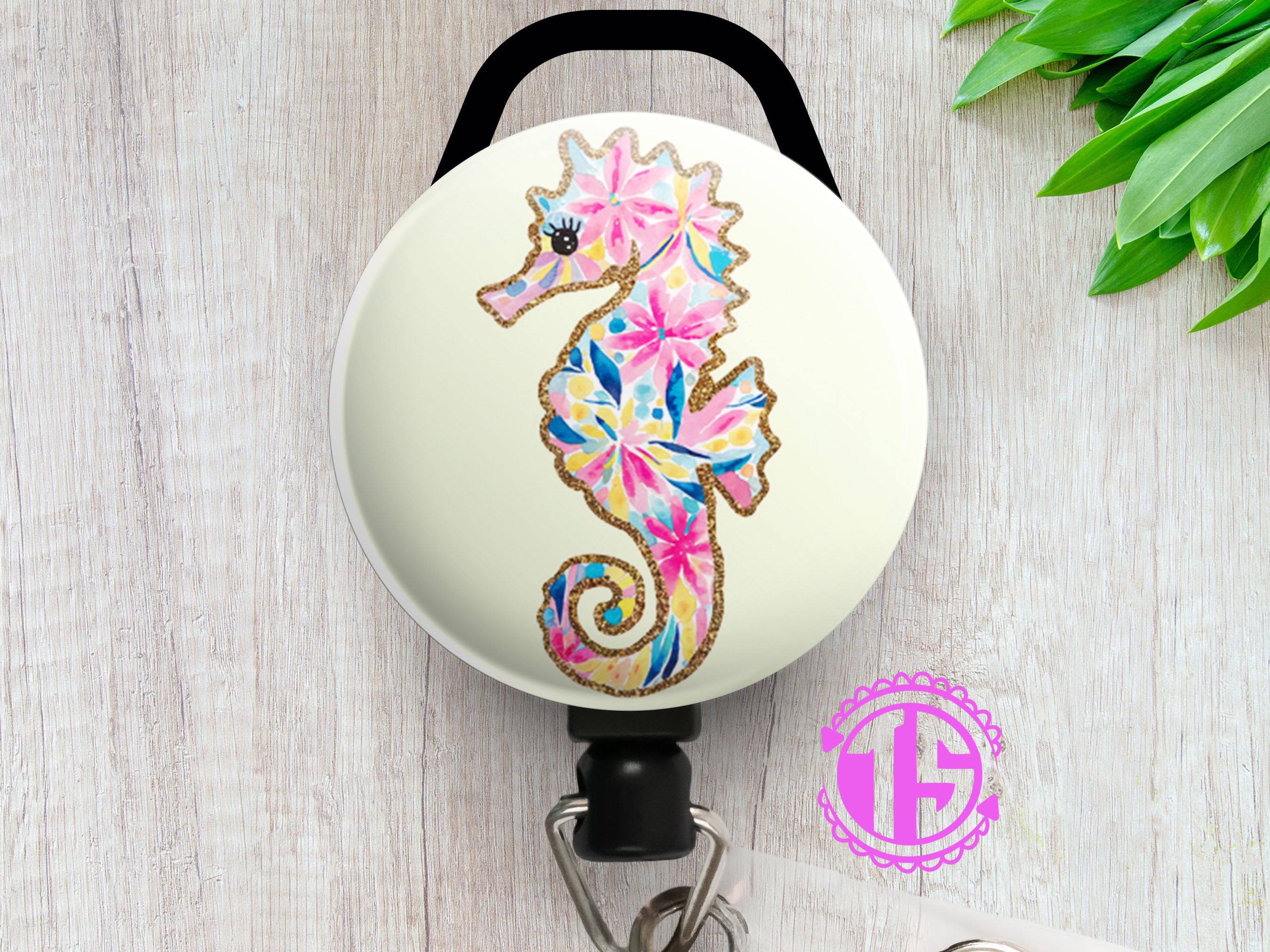 Sea You Sparkle Swapfinity Retractable ID Badge Reel - - Topperswap