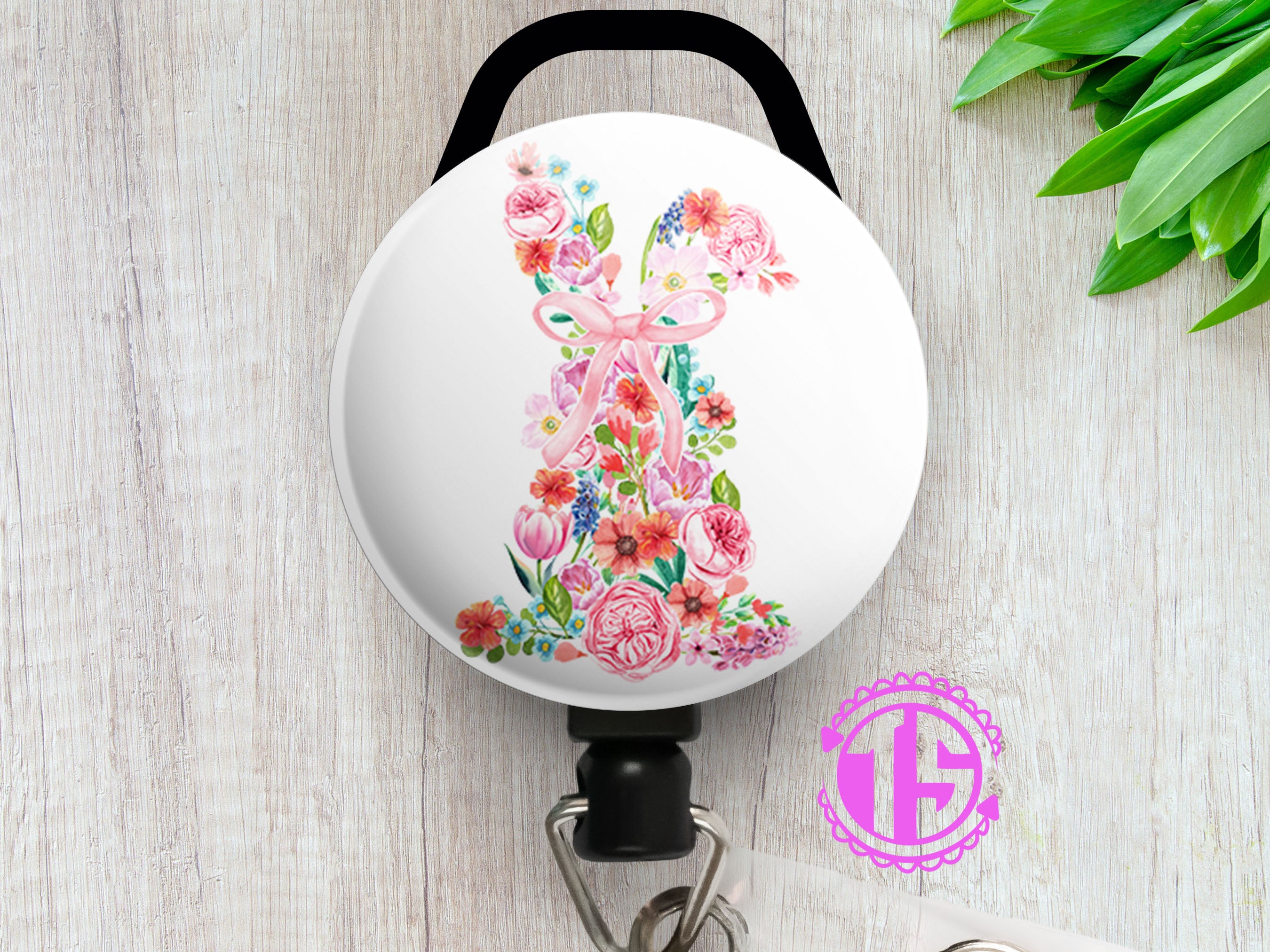 Spring Floral Bunny Swapfinity Retractable ID Badge Reel - - Topperswap
