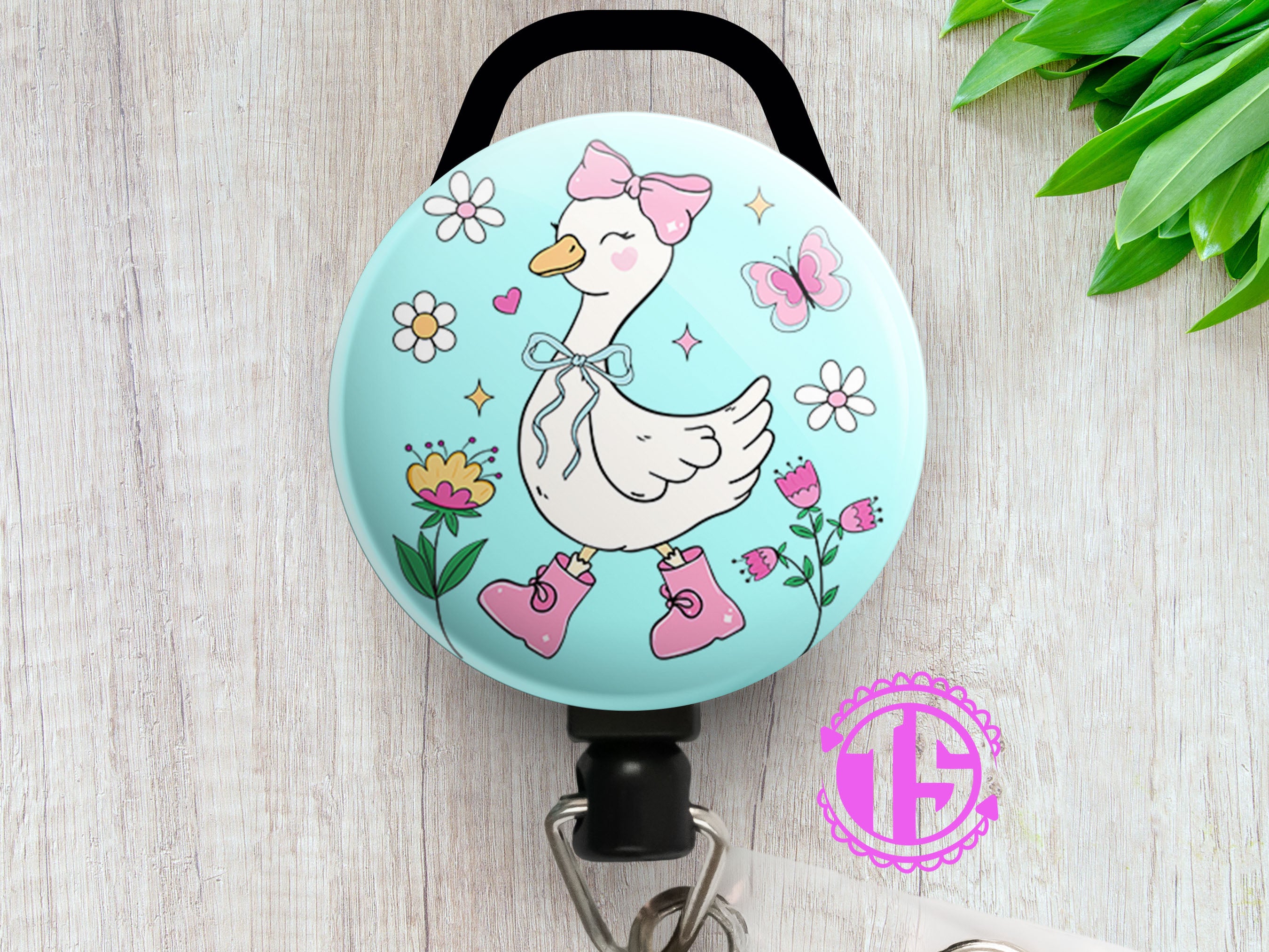 Spring Stroll Goose Swapfinity Retractable ID Badge Reel - - Topperswap