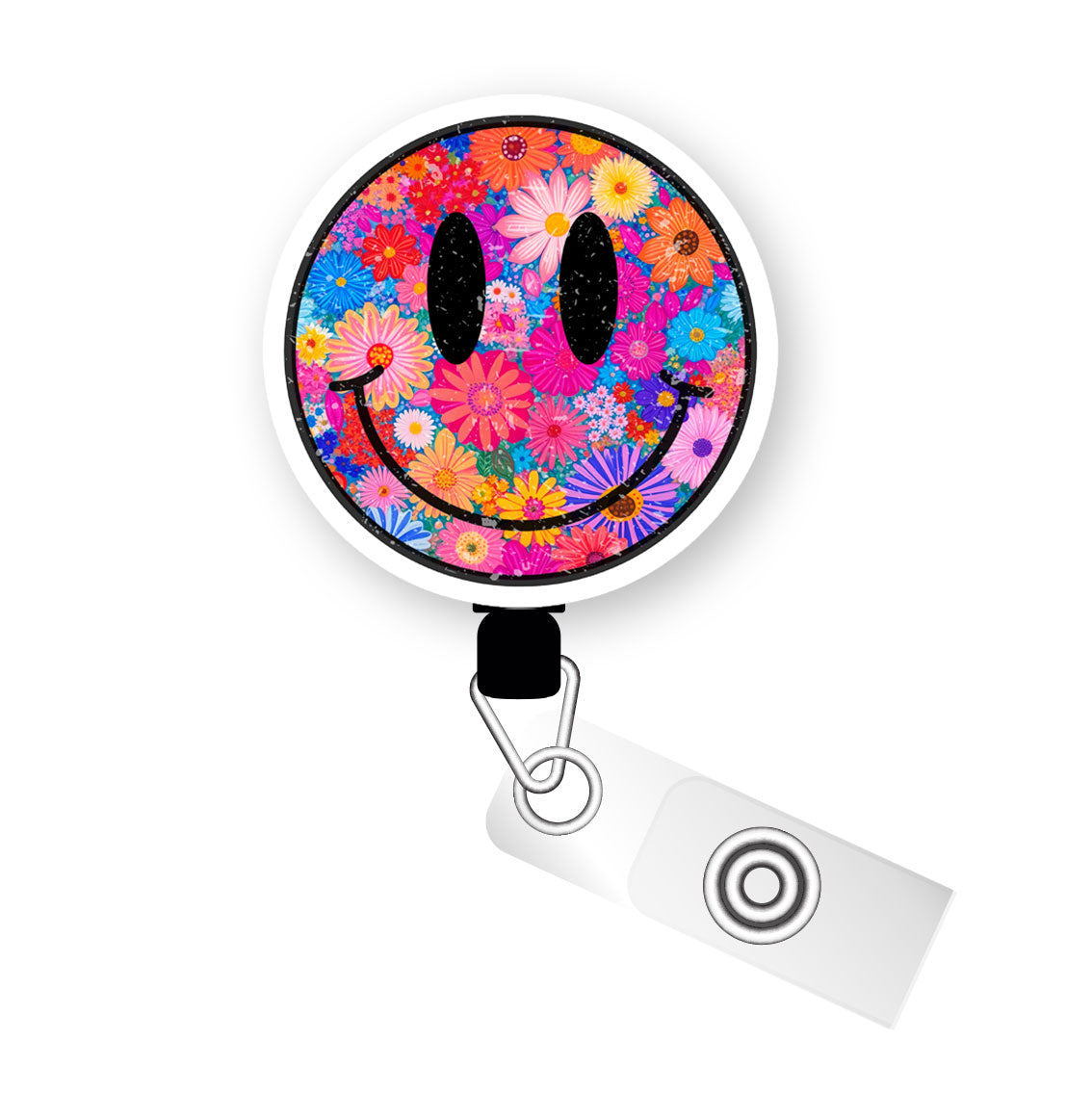Flower Power Smile Pop Topper Swapfinity Retractable ID Badge Reel - - Topperswap