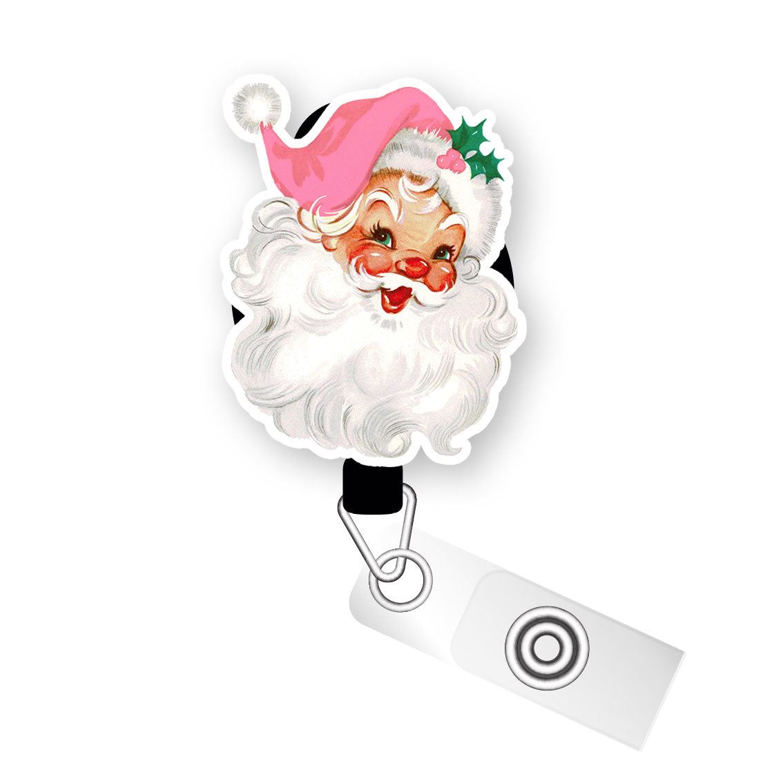 Ho Ho Ho Santa Pop Topper Swapfinity Retractable ID Badge Reel - Slide Clip / Acrylic - Glossy Shine - Topperswap