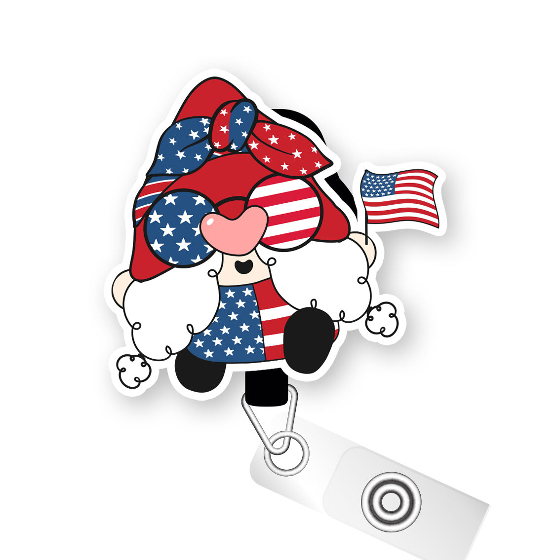 Fun Patrioric Gnome Pop Topper Swapfinity Retractable ID Badge Reel - - Topperswap