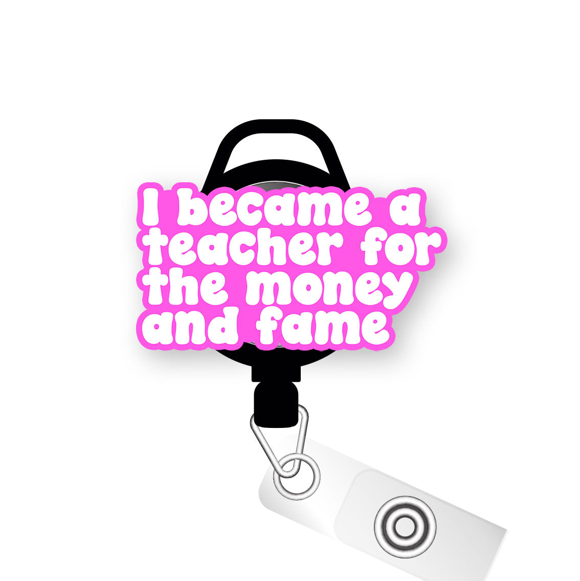 Money and Fame Teacher Pop Topper Swapfinity Retractable ID Badge Reel - - Topperswap