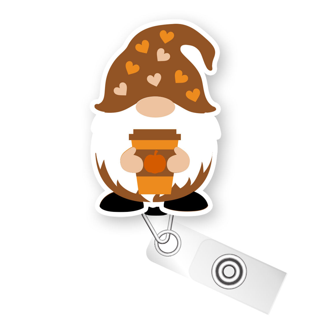 Pumpkin Spiced Latte Gnome Pop Topper Swapfinity Retractable ID Badge Reel - - Topperswap