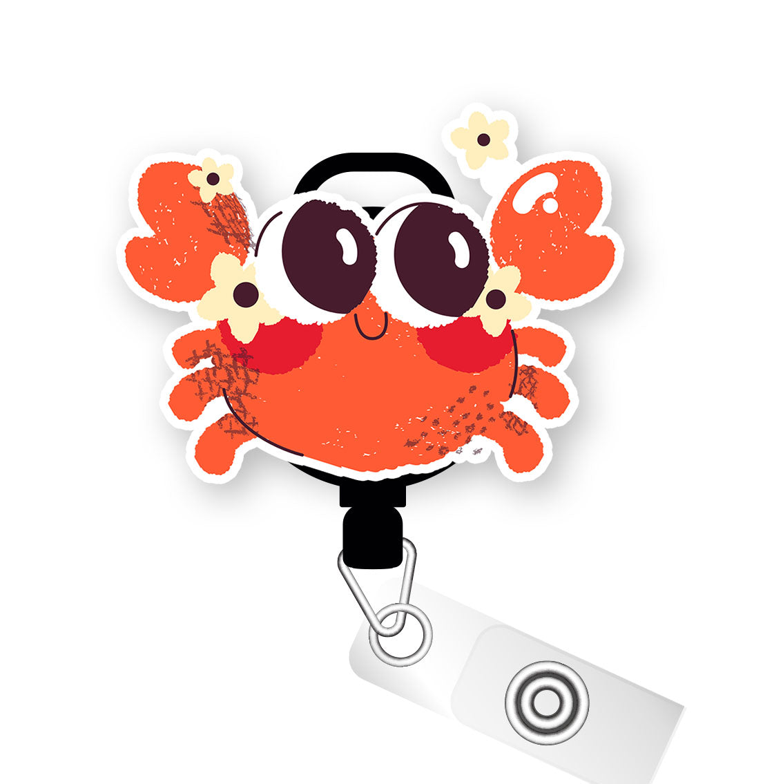 Cheerful Crab Pop Topper Swapfinity Retractable ID Badge Reel - - Topperswap