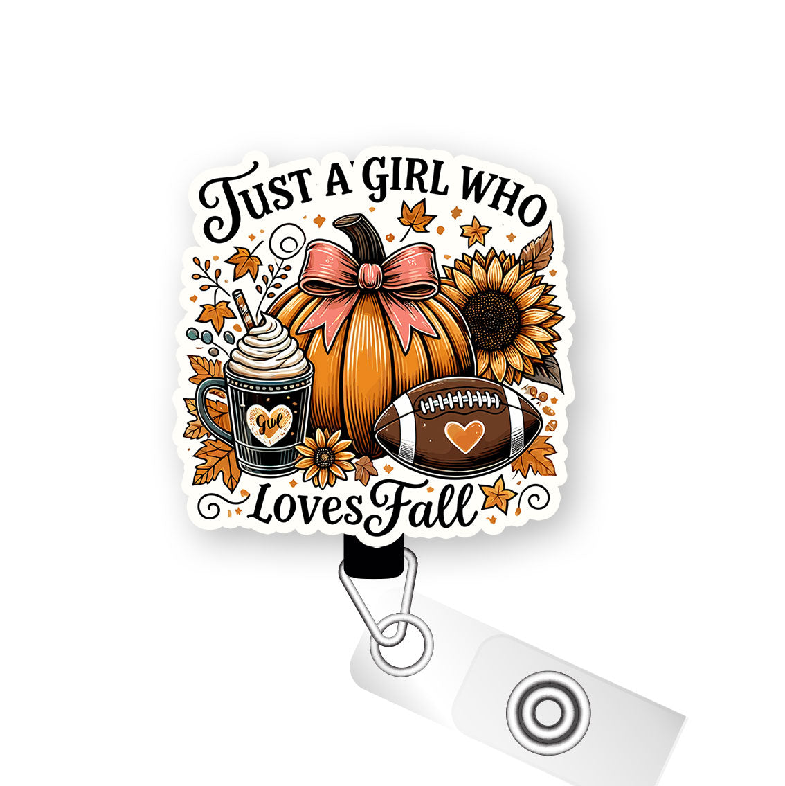 Just a Girl Who Loves Fall Pop Topper Swapfinity Retractable ID Badge Reel - - Topperswap