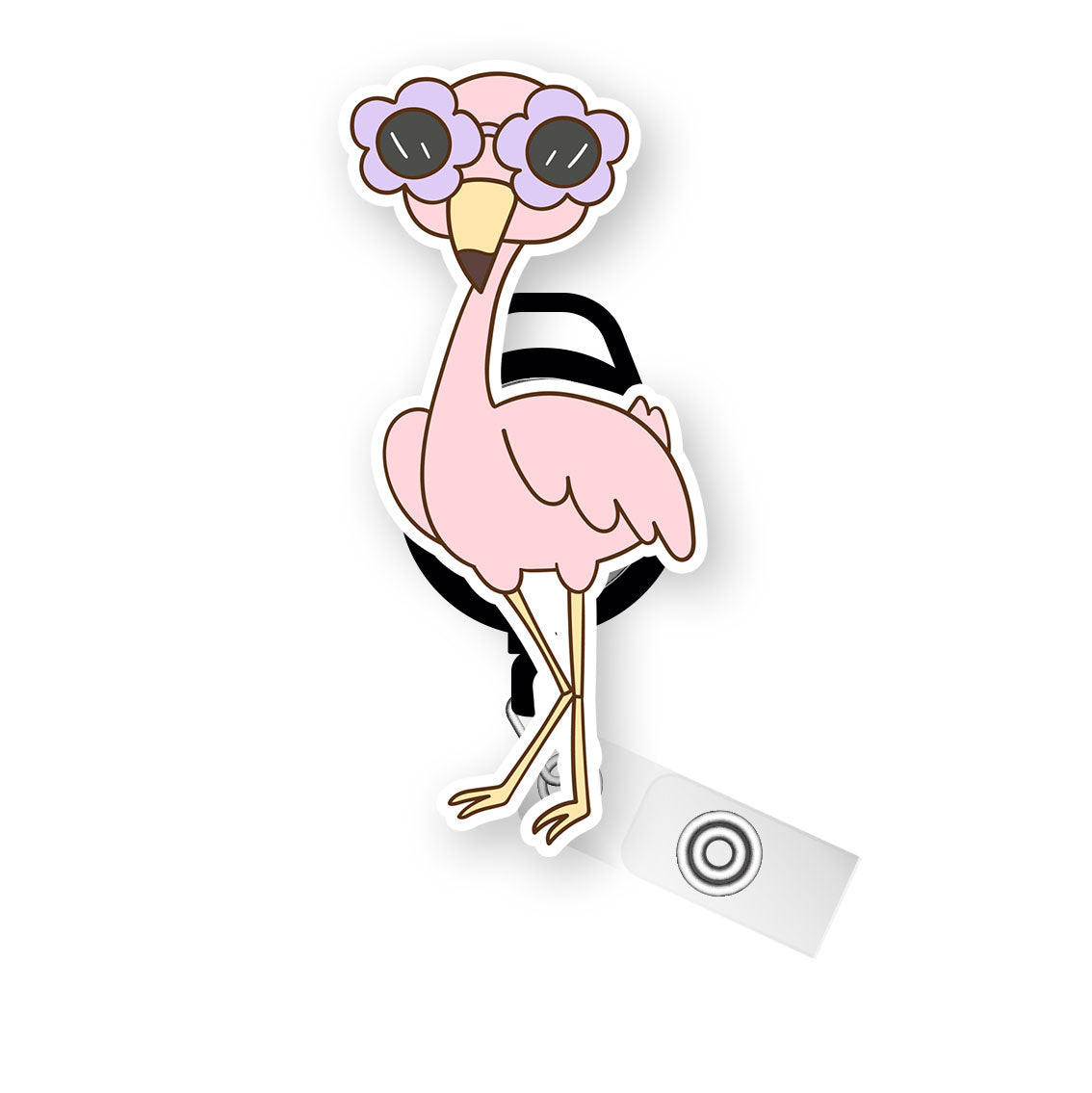 Flower Power Flamingo Pop Topper Swapfinity Retractable ID Badge Reel - - Topperswap