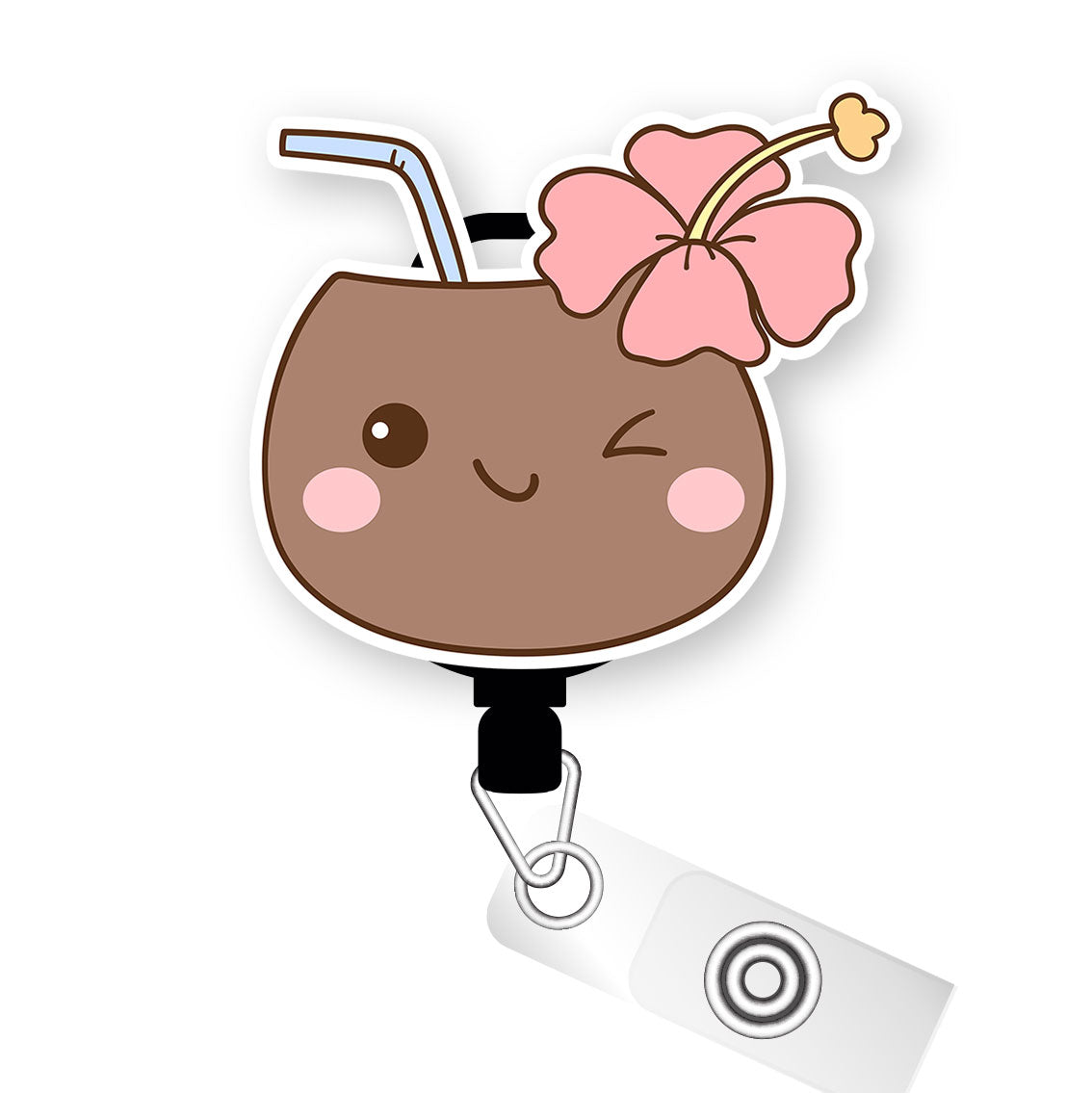 Flamazing Flamingo Pop Topper Swapfinity Retractable ID Badge Reel - - Topperswap