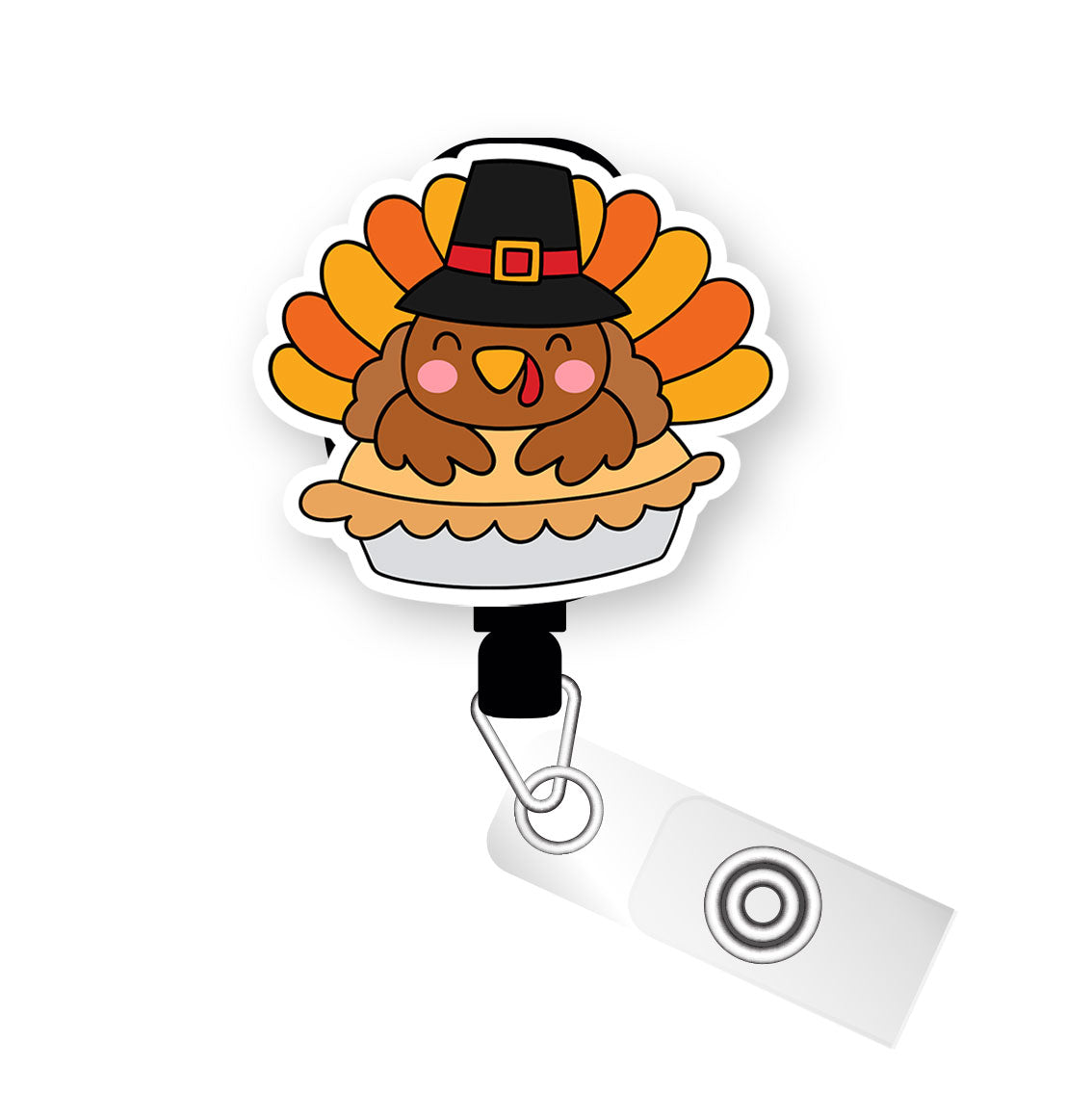 Pumpkin Pie Turkey Pop Topper Swapfinity Retractable ID Badge Reel - - Topperswap
