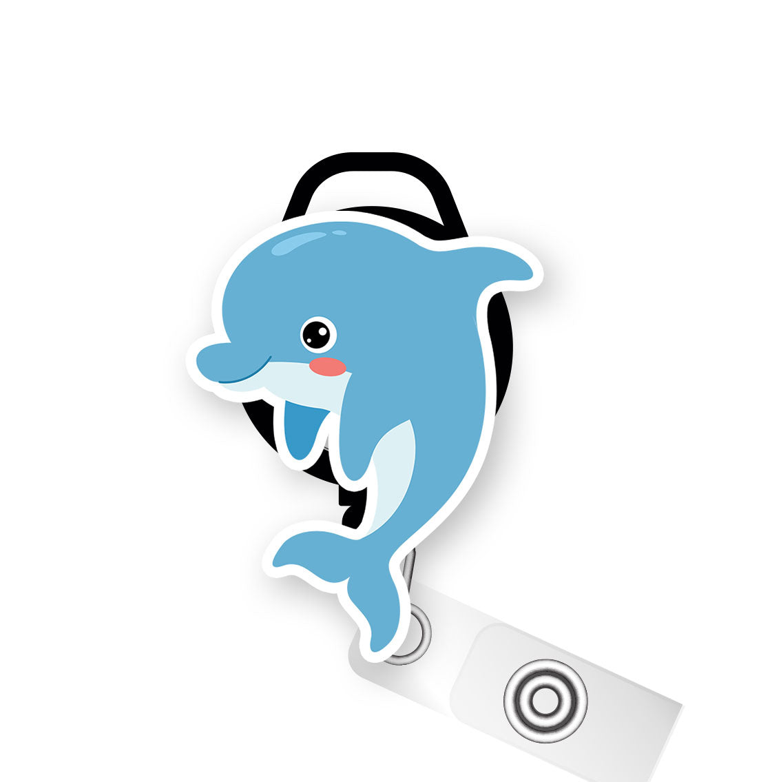 Dapper Dolphin Pop Topper Swapfinity Retractable ID Badge Reel - - Topperswap